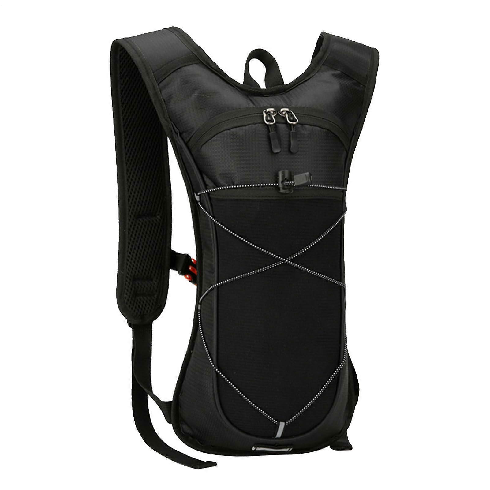 Hydration Backpack for Outdoor Sports, Hydration Bladder Made of Nylon With Reflective Strips, Adjustable Nylon Reservoir, Black