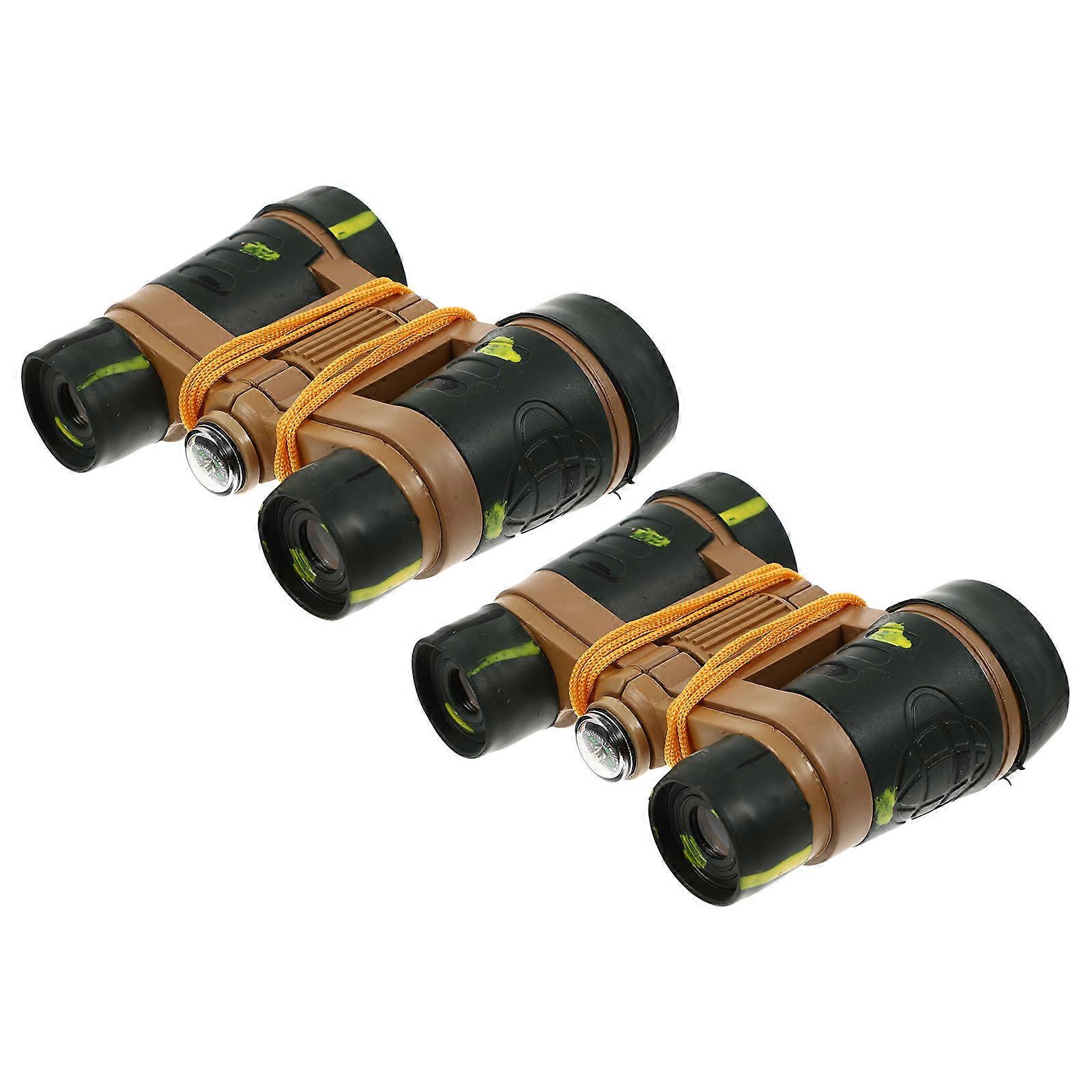 Durable Children Binoculars Toy with Compass Safe Portable ABS Material Camouflage Color
