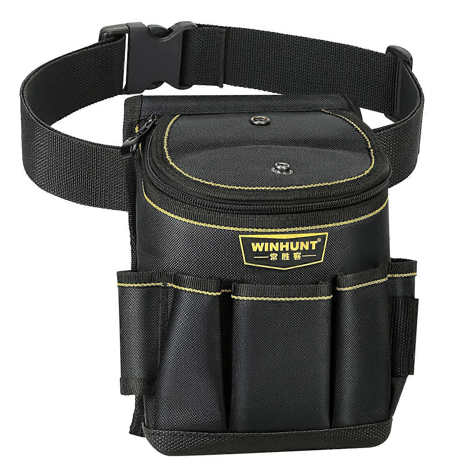 Tool Belt Black Yellow Heavy-Duty Nylon Construction Multi-Pocket Adjustable