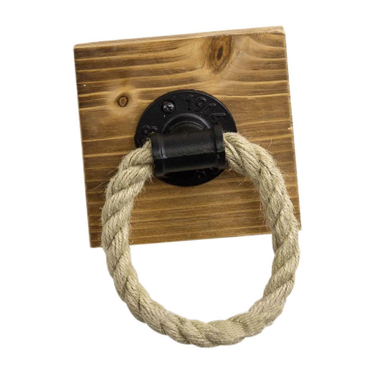 Wallmounted wooden towel ring, rustic towel holder for kitchen and bathroom, practical storage solution for towels, modern design for everyone.