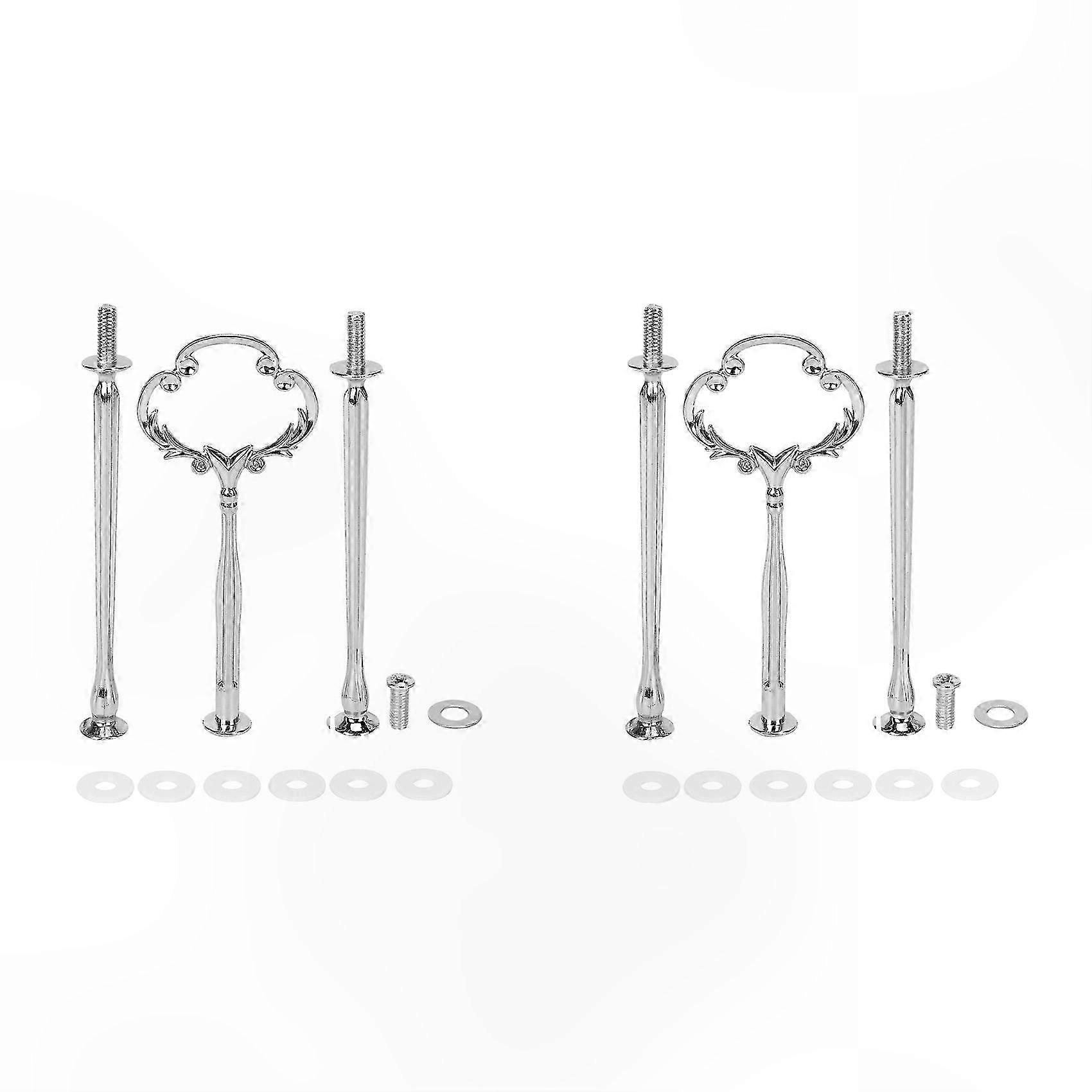 3-Tier Cake Stand with Ornate Victorian Design Heavy Metal Center Handle and Hardware Rod