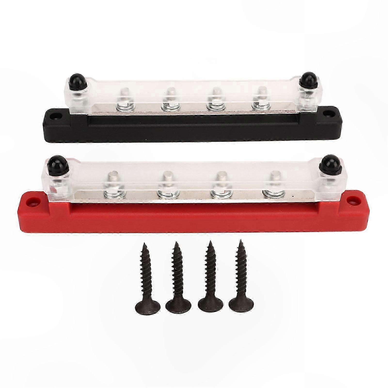 2PCS 150A Power Distribution Block, M6x6 Bus Bar for Car, RV, Yacht, Boat, Black Red