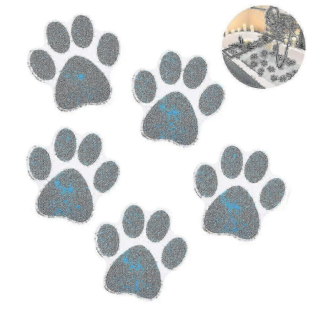 Adhesive Paw Print Bath Treads Add Non-slip Traction Blue