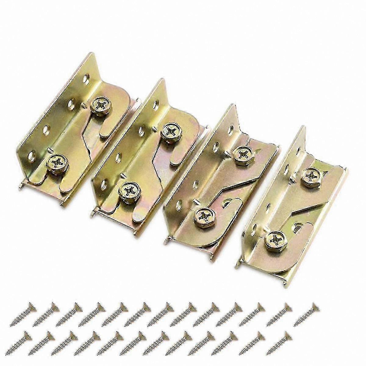Wooden Bed Frame Bracket with Screws for Headboard Attachment, 4-Pack Connector Set