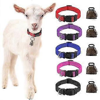 2025 5-Pack Goat Collars with Bells for Small Farm Animals, Sheep & Cattle
