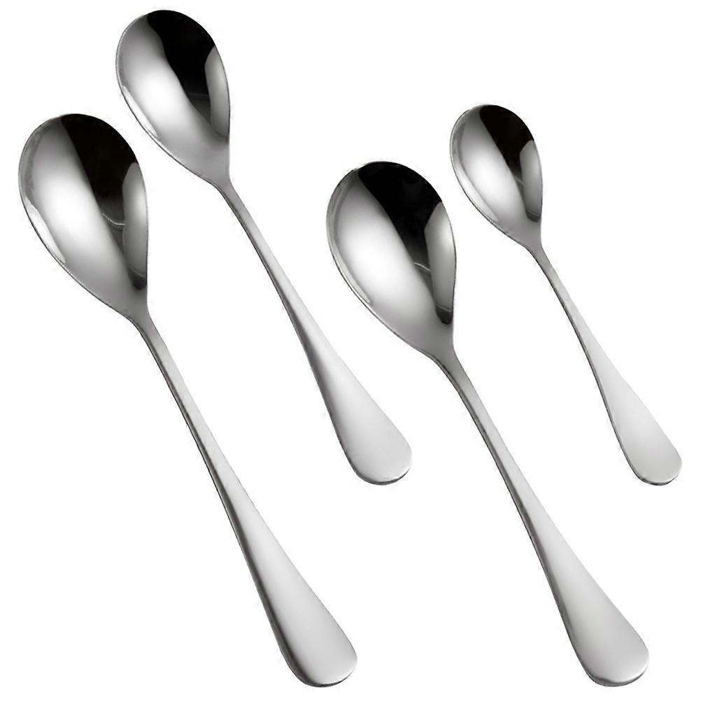 Kitchen Spoon Stainless Steel Tea Spoons Hotel Use Silver Smooth Surface 4Pcs