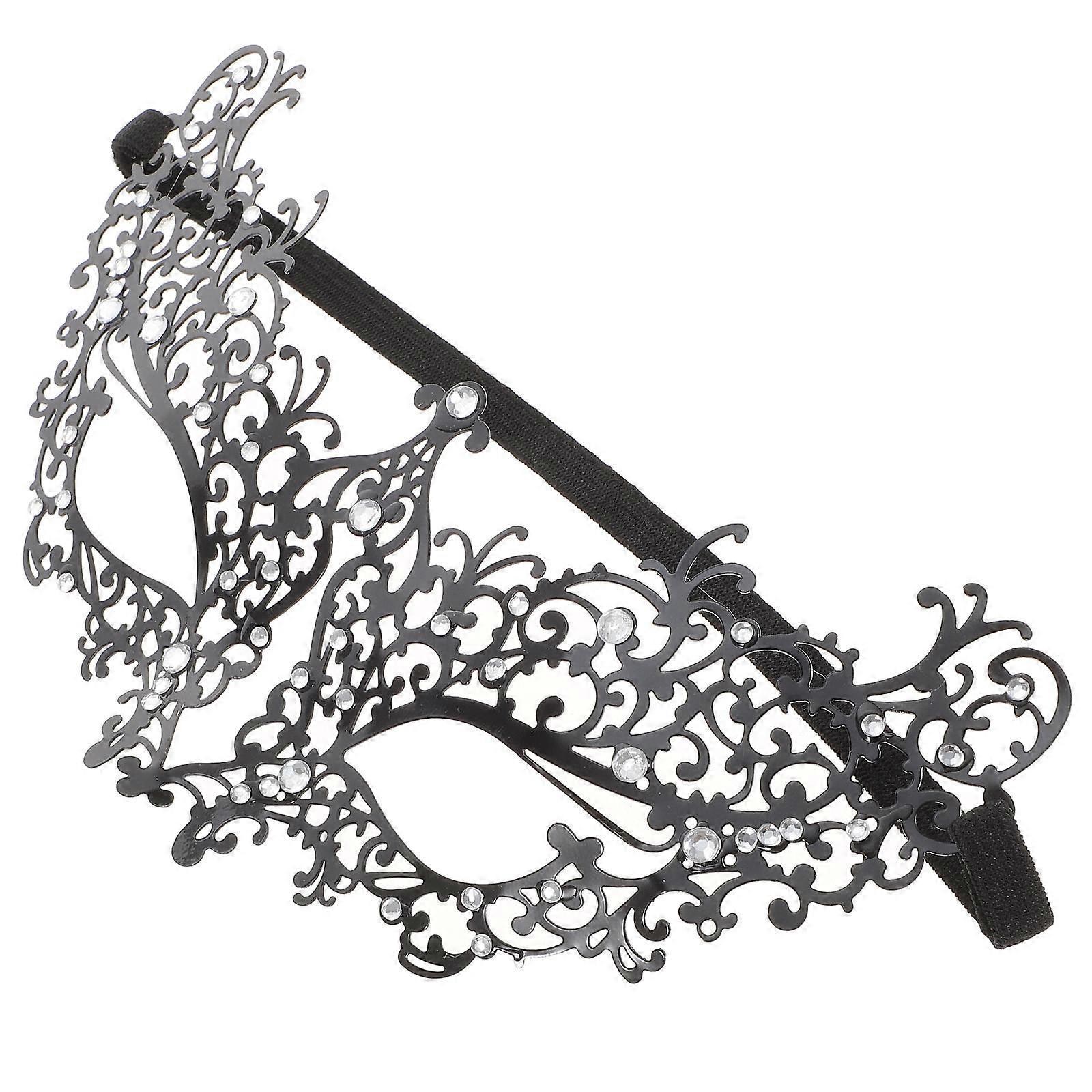 Halloween Metal Half Face Mask for Women – Lightweight Iron Design with White Rhinestones – Costume Party Accessory for Cosplay and Festival Events