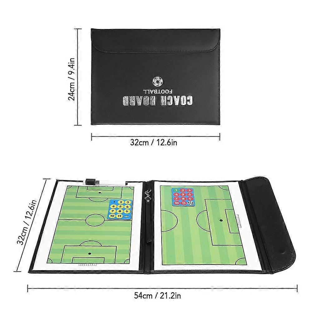 Foldable Football Soccer Magnetic Tactic Board Coaching Strategy Board with Marker Pieces and 2-in-1 Pen