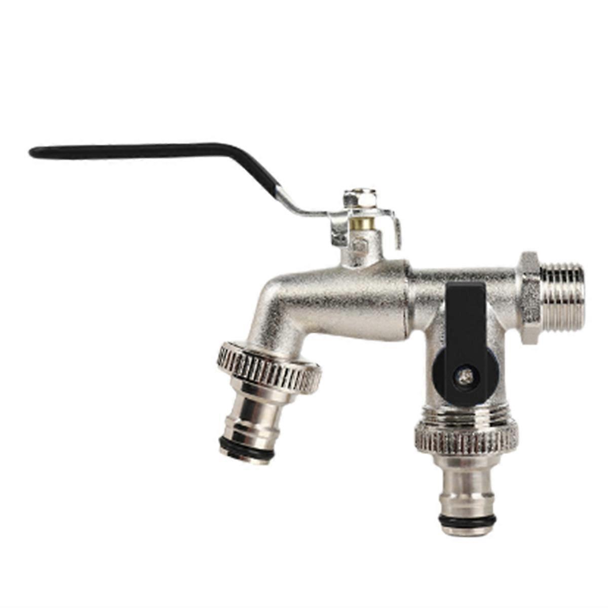 Alloy Garden Faucet Dual Control Water Discharge Replacement Adapter Double Nipple Faucet with Handl
