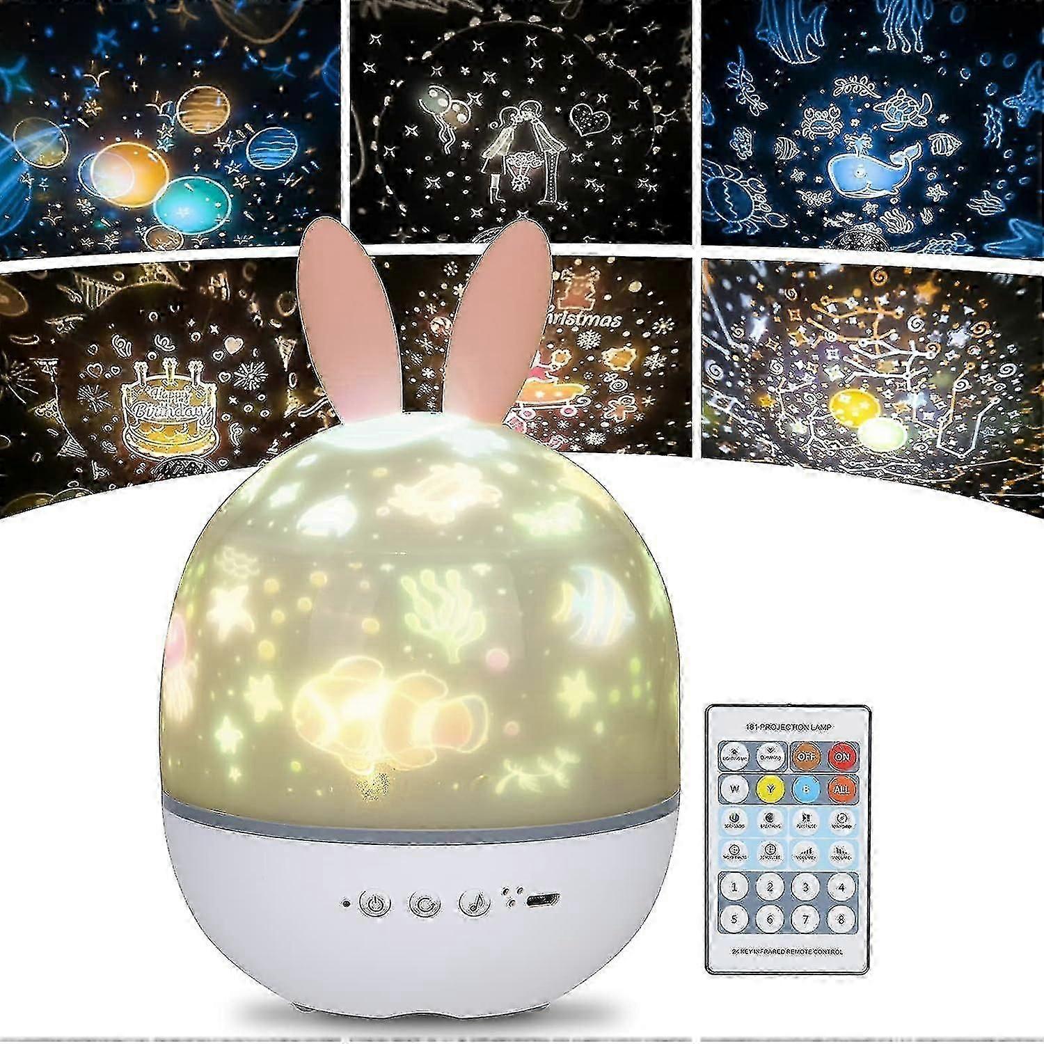 Starry Sky Projector, 360 Rotatable Led Music Night Light With 6 Projection Films, Snooze Lights Timer With Remote Control For Babies, Children, Ch