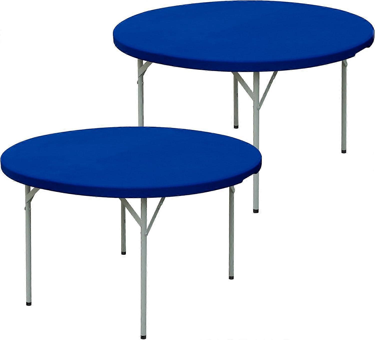 2er-Pack Runde Einbautischdecke 48 Zoll Stretch Spandex Tischdecke Blau Waschbar