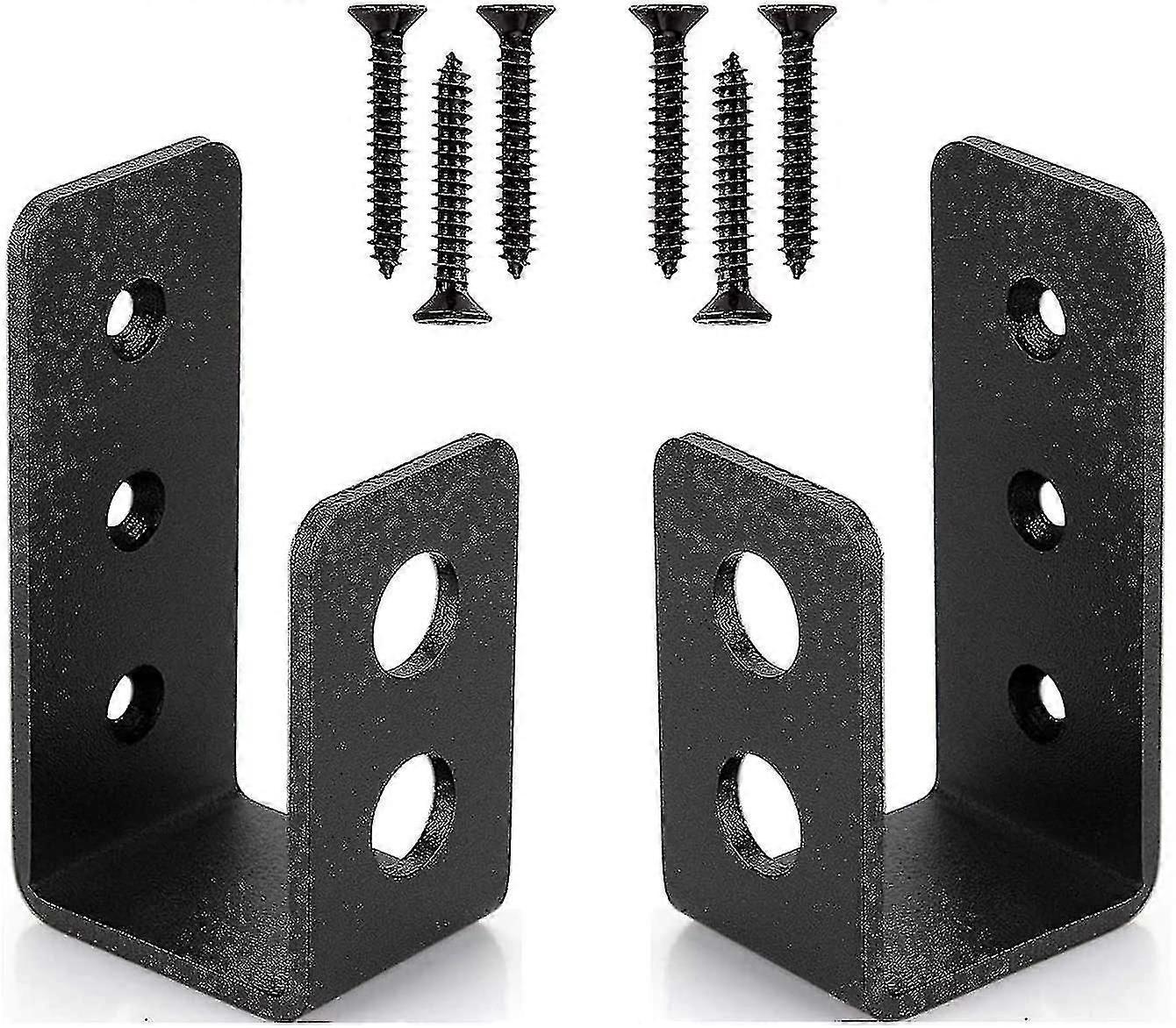 2 Pack Heavy Duty Steel Door Brackets For 2x4 Door, U-shape Security Bar