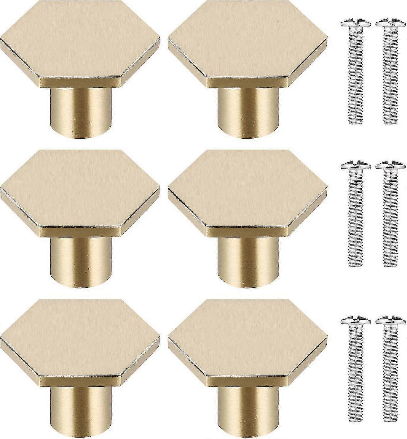 2025 2025 New 6pcs Solid Brass Door Knobs Gold Hexagon Drawer Knobs Cabinet Knobs Door Knobs