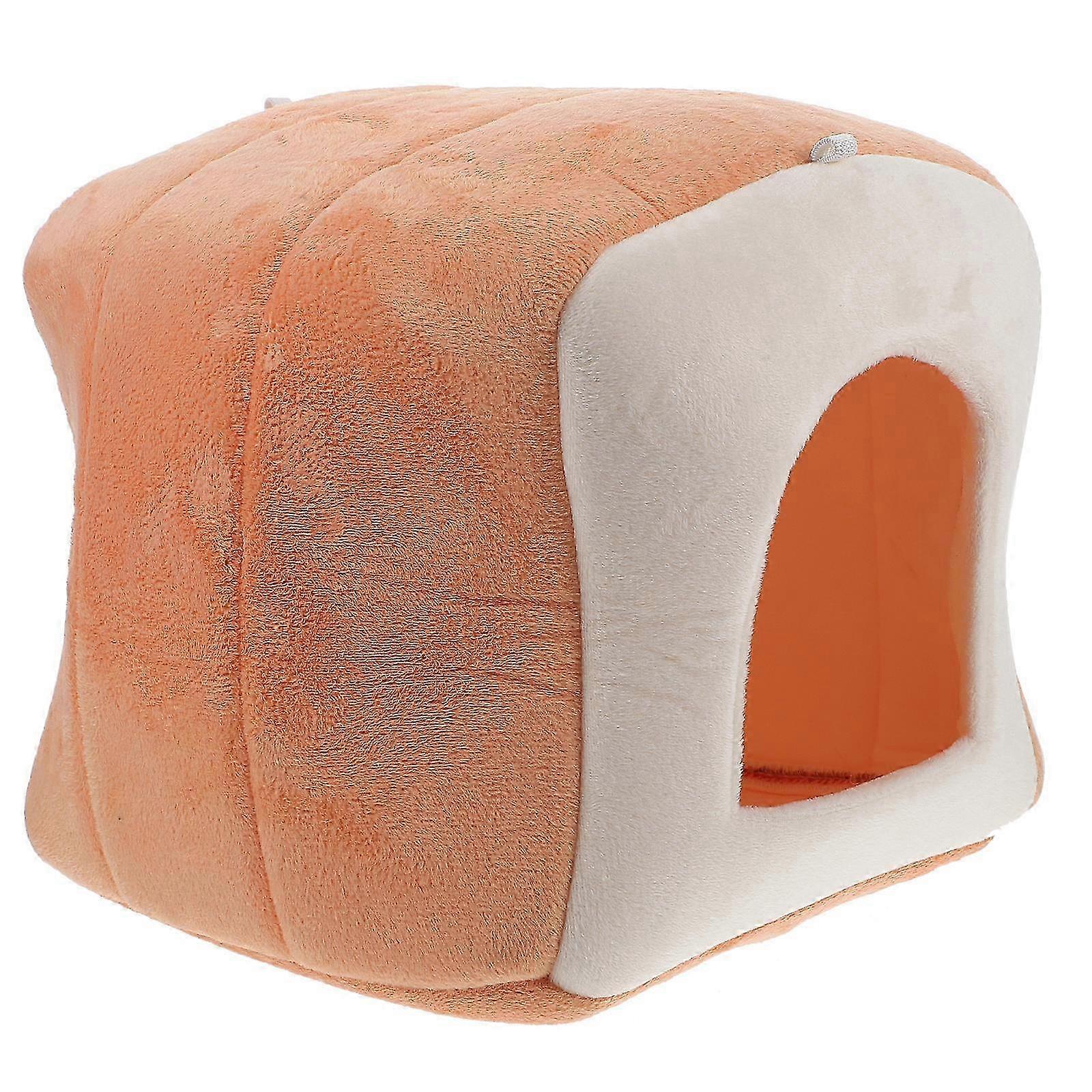 Winter Pet Bed Hamster Shelter For Small Pets Indoor Use Brown 1Pcs