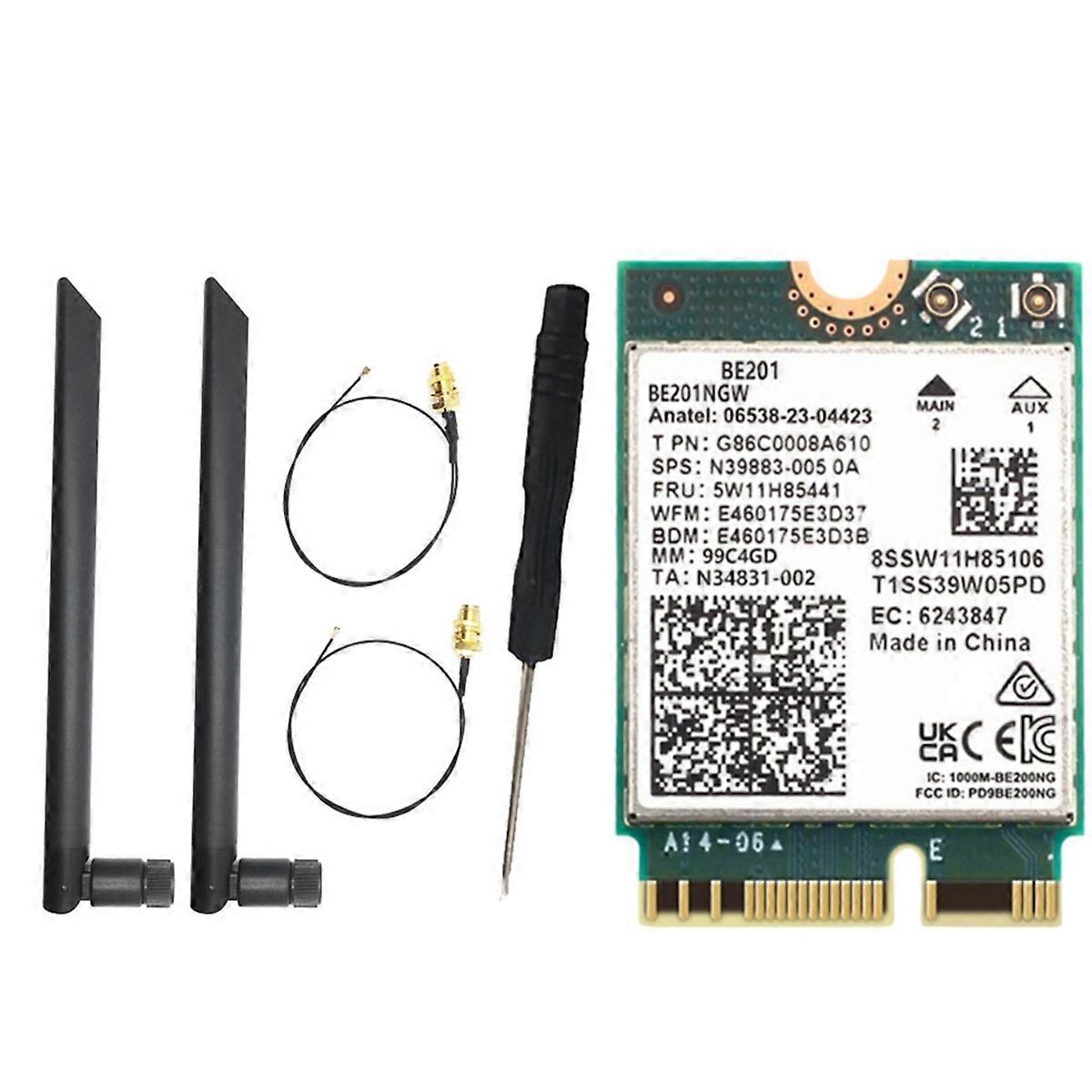 BE201 WIFI7 Card 8774Mbps Tri-Band BT5.4 WiFI 7 Wireless WIFI Module M.2 Cnvio3 AX211 for Win10/11 64-Bit+2X8DB Antenna