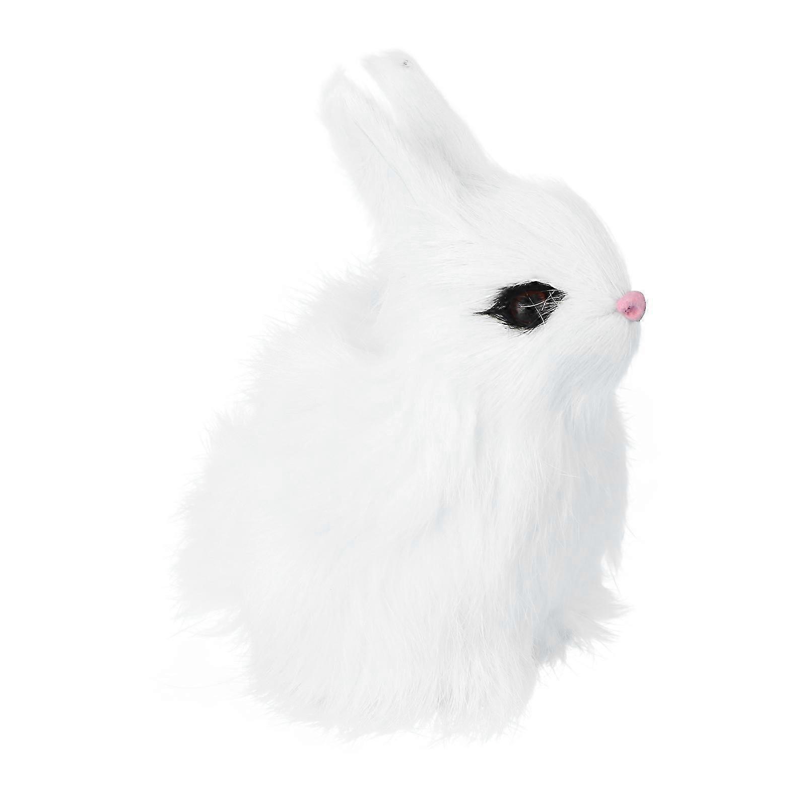 Simulation Animal Model Rabbit Shape White 8*13cm Office Decoration 1Pc