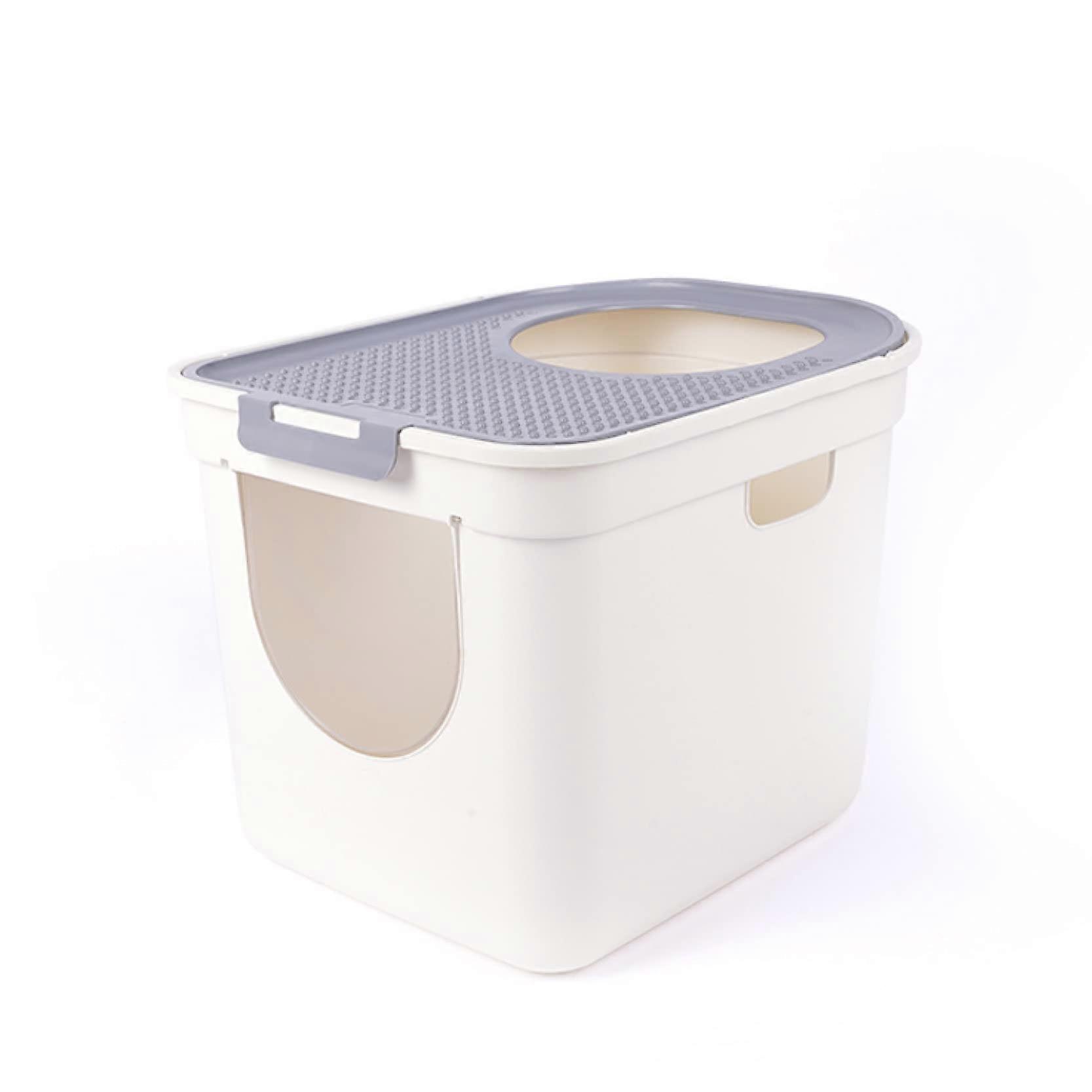 Cat Litter Tray Hooded Entry Litter Box Jumbo Size Easy Clean Covered Pan Enclosed Design Privacy And Odor Control