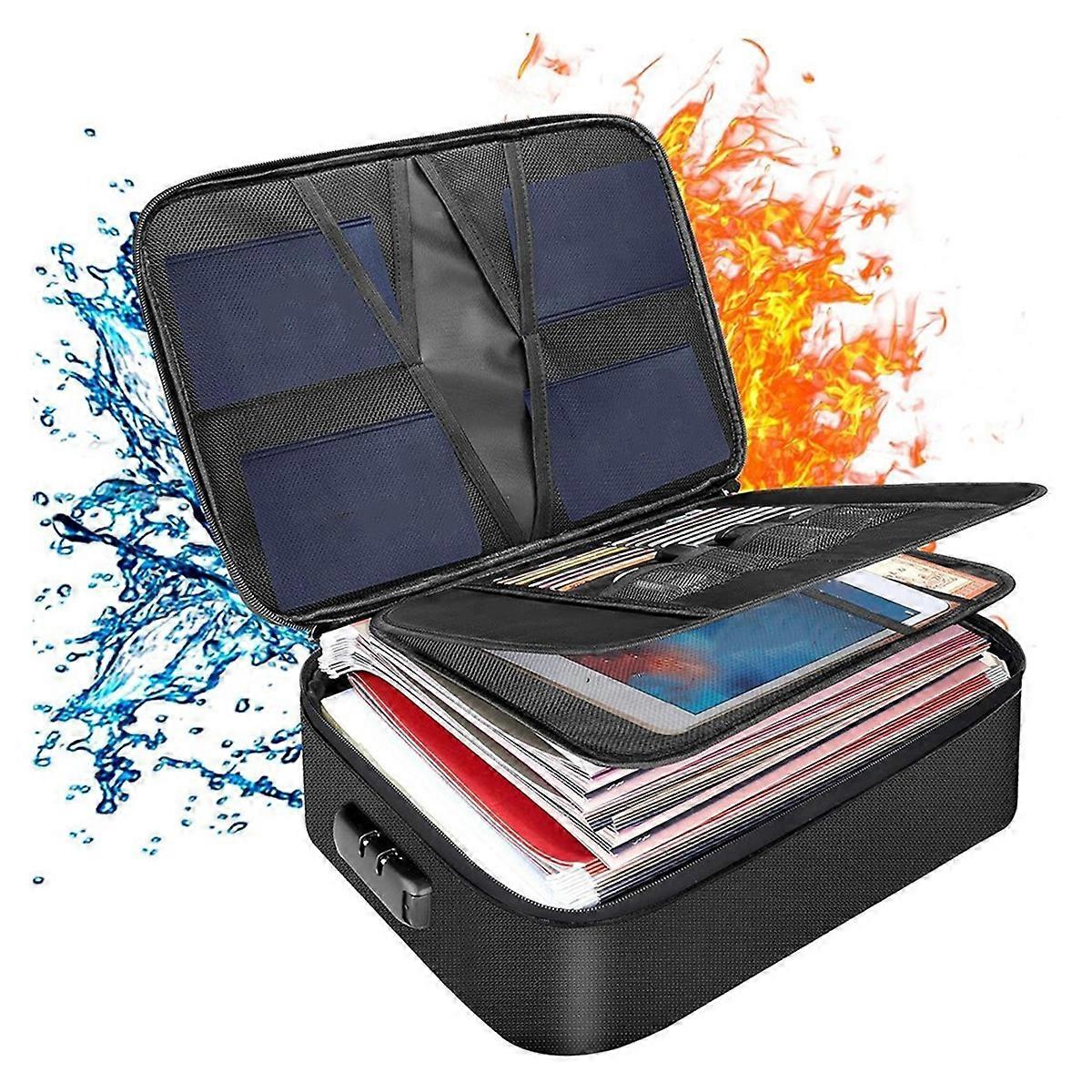 Fireproof Waterproof Document Bag with Lock,Portable Waterproof Document Organizer for Important Fil