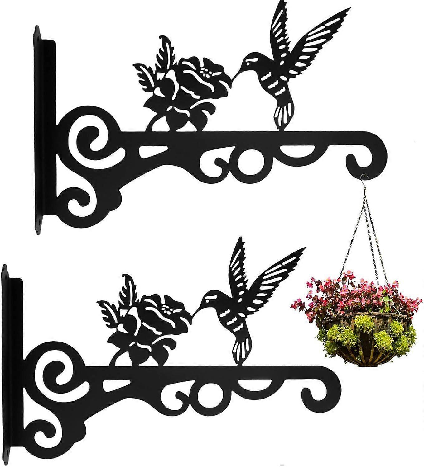 2PCS 25cm Hanging Basket Brackets Wall Hooks Metal Hanging Hummingbird Flower Pot Hooks Wall Lamps Bird Nests Lanterns Chimes