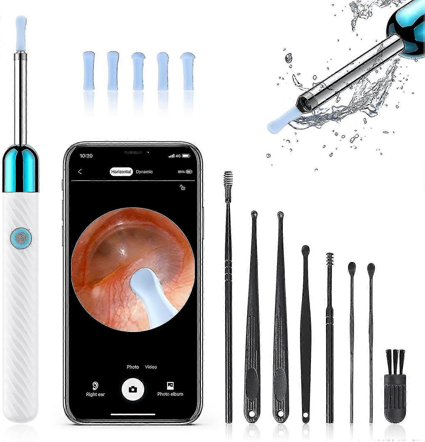 Earwax Removal Tool Kit, 8Piece Set with Camera & LED Light, Ear Cleaner with Spoons