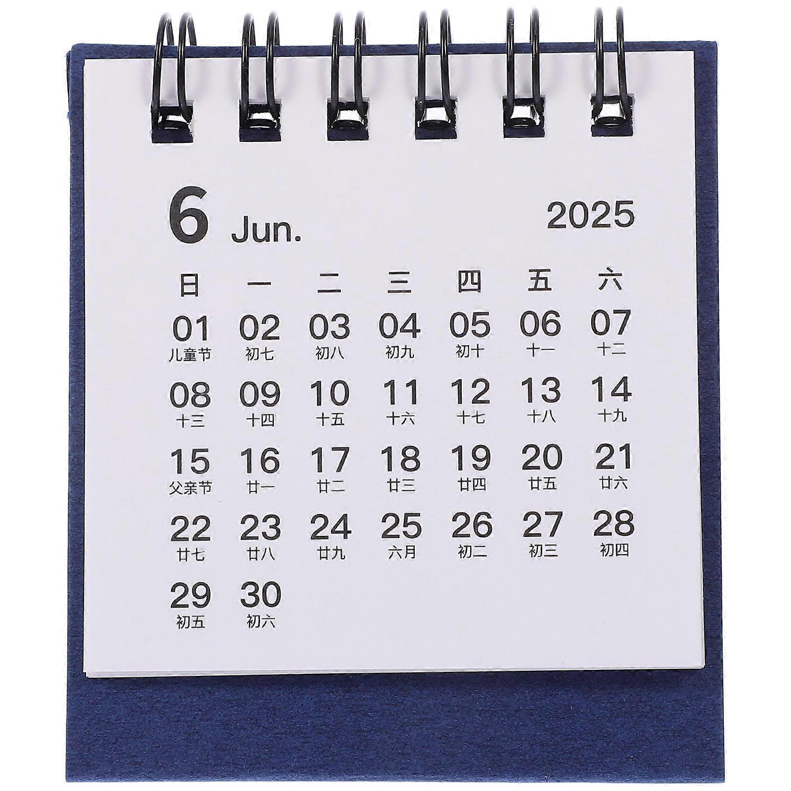 Dark Blue Desk Calendar 2025 Paper Flip Calendar for Desk Use