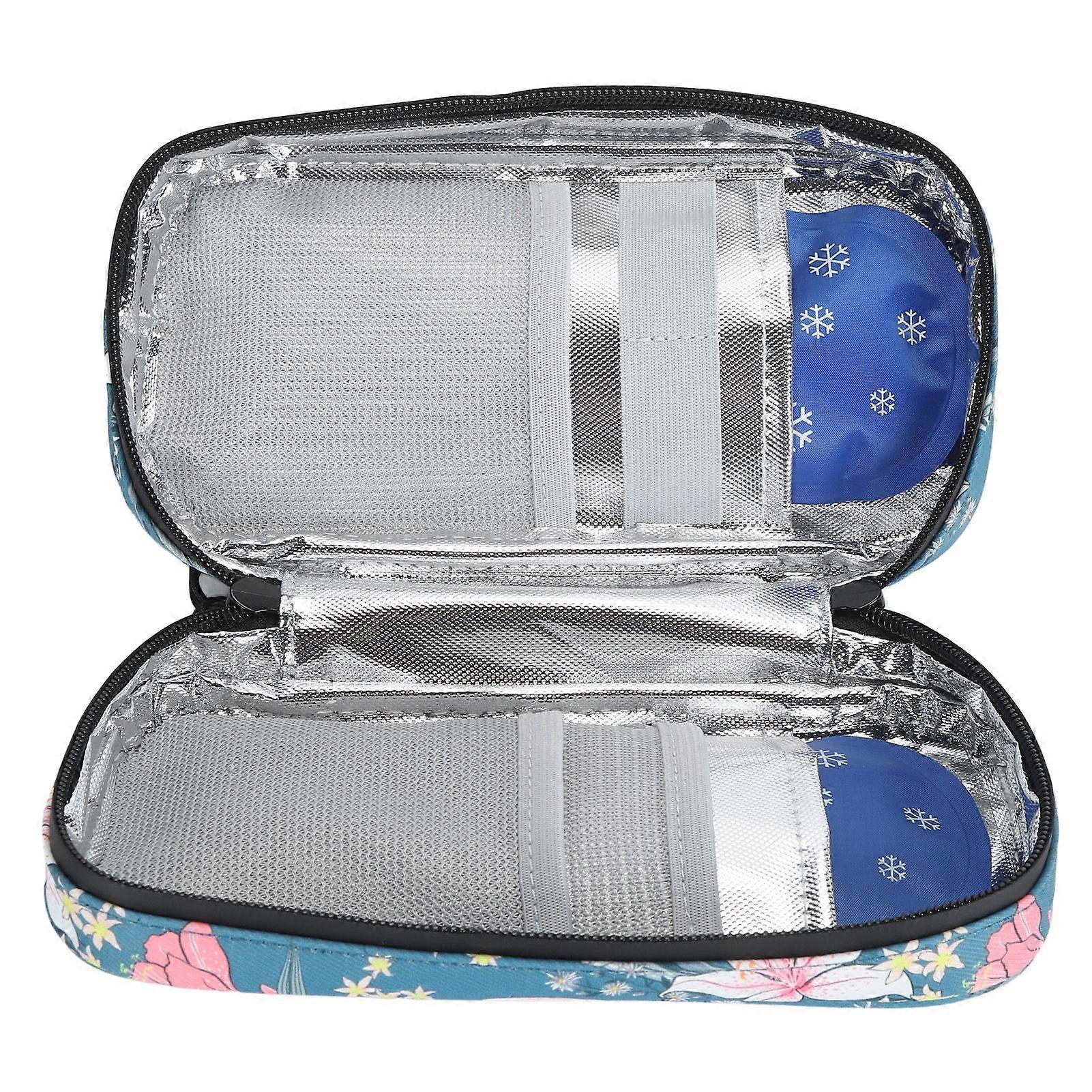 Insulin Cooler Case Insulated Portable Insulin Cooling Travel Bag with 2 Ice Pack for Insulin Pen Medication Type 2