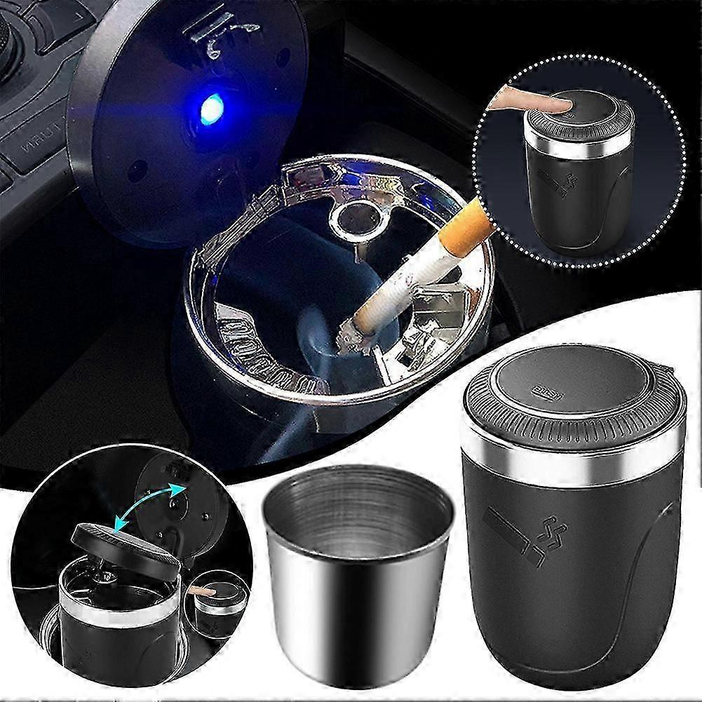 Auto Car Ashtray Cigarette Cup Ash Holder with Led Light Lid Portable