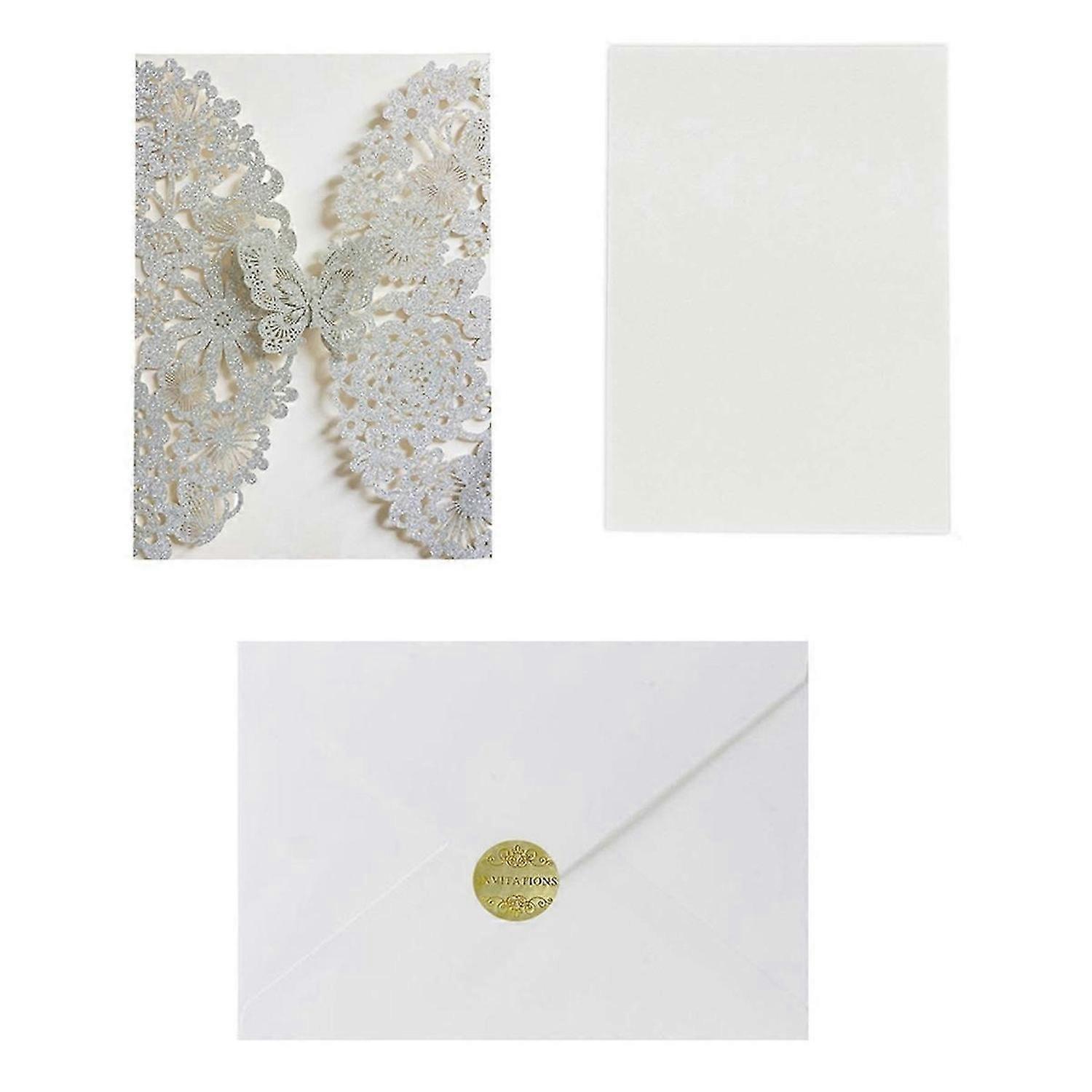 20 Set Butterfly Invitation Cards (Silver Glitter)