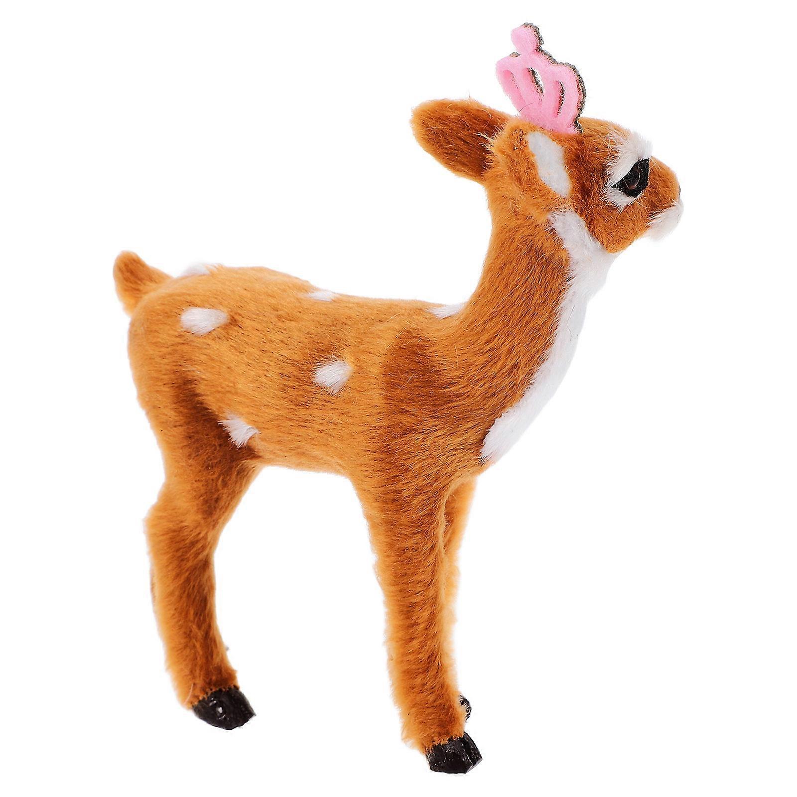 Brown Elk Statue Reindeer Decoration for Decoration 2Pcs Plastic and Cloth