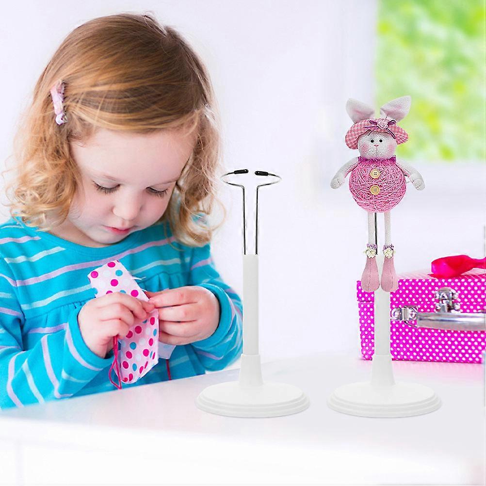Plastic Doll Toy Support Bracket Adjustable Display Stand 3Pcs White Holder