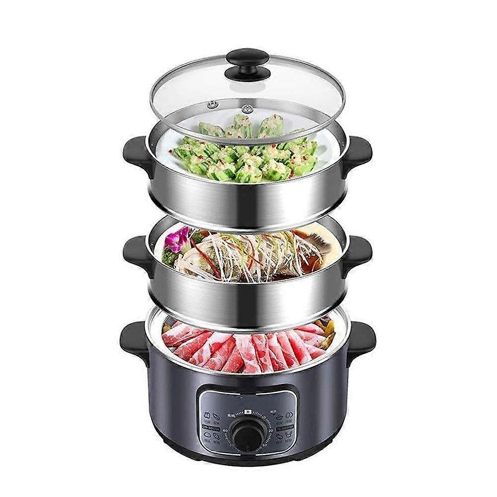 PotStyle Rice Cooker And Food Steamer With Timer 1300W Fast Heating Stainless Steel Timed Knob Flexible Heat Control