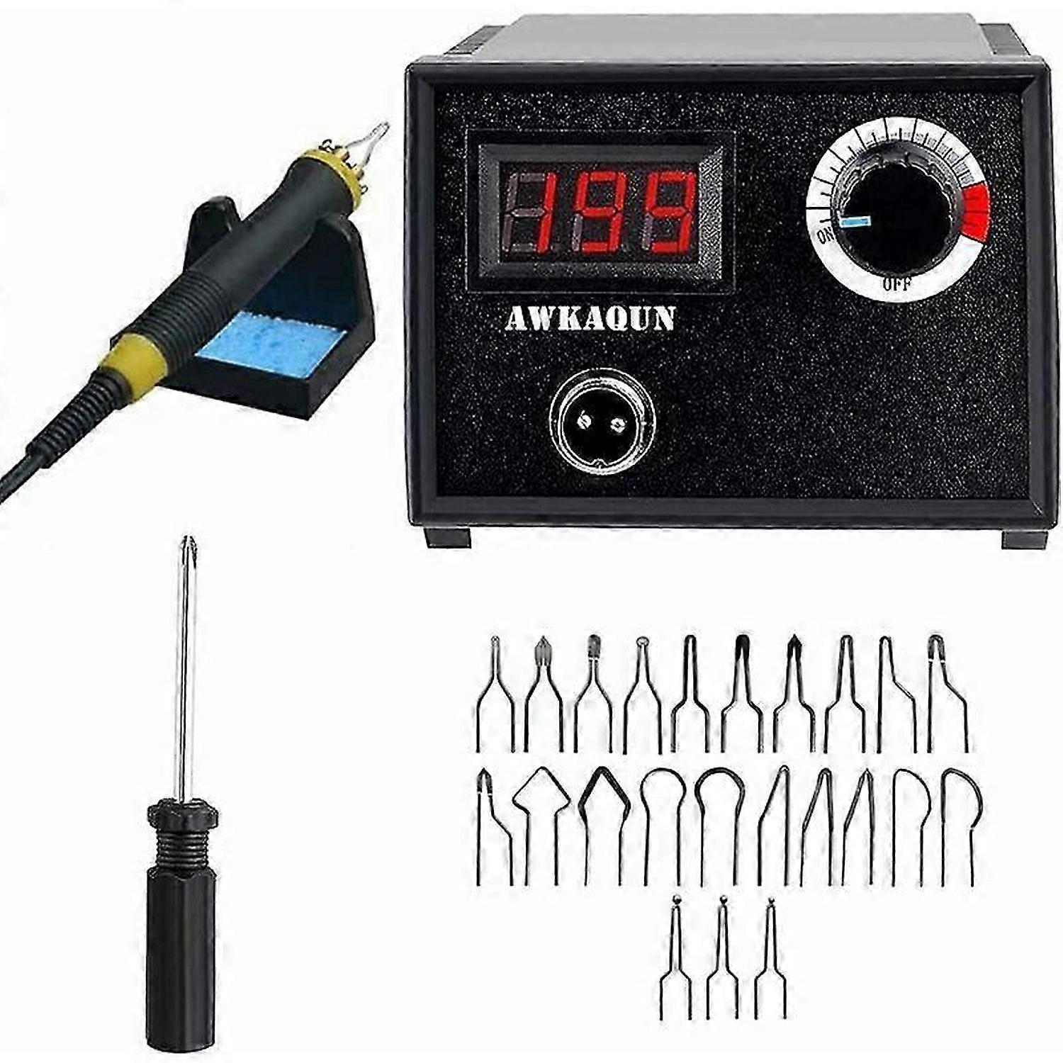 Wood Pyrography Kit, 60W Digital Pyrography Machine 0-730C Adjustable Temperature, Professional Pyrography with 23 Pyrography for Soldering, Wood, Eng