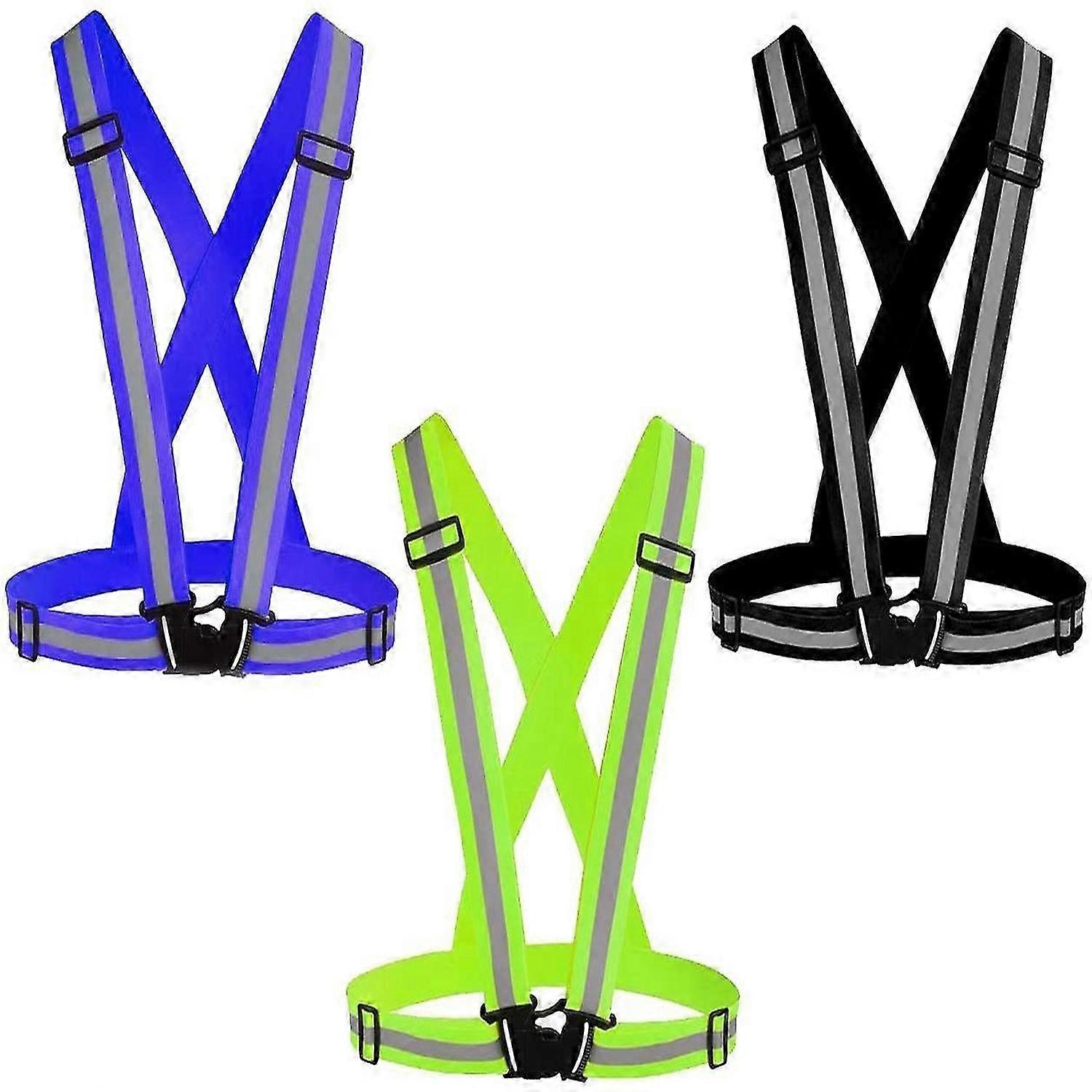 Reflective Vest Running Gear 3Pack, Adjustable Safety Vests High Visible Reflective Belt Straps