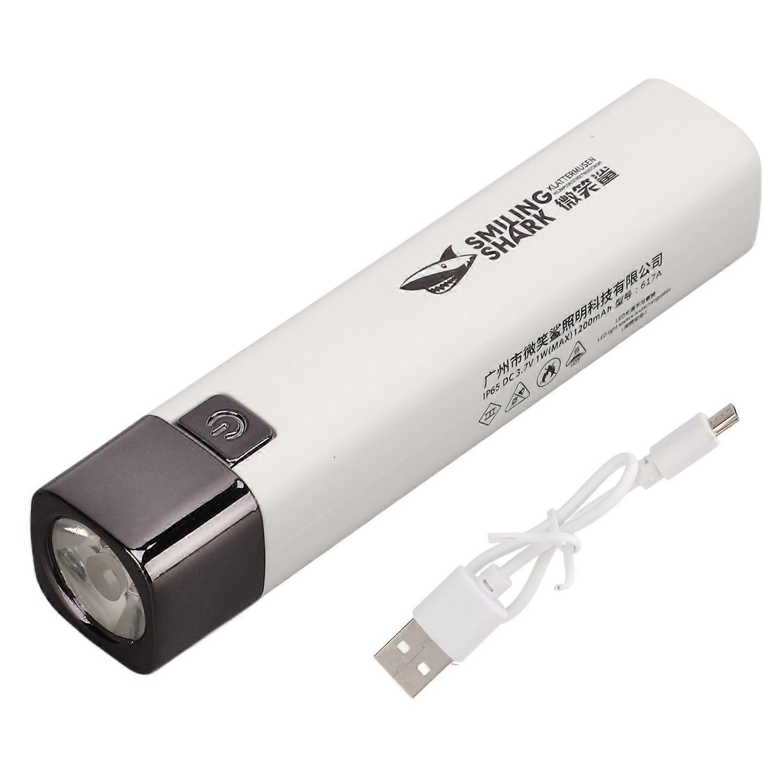 Rechargeable Super Bright Flashlight Mini USB Electric Torch with Power Bank Function for Outdoor AdventureWhite