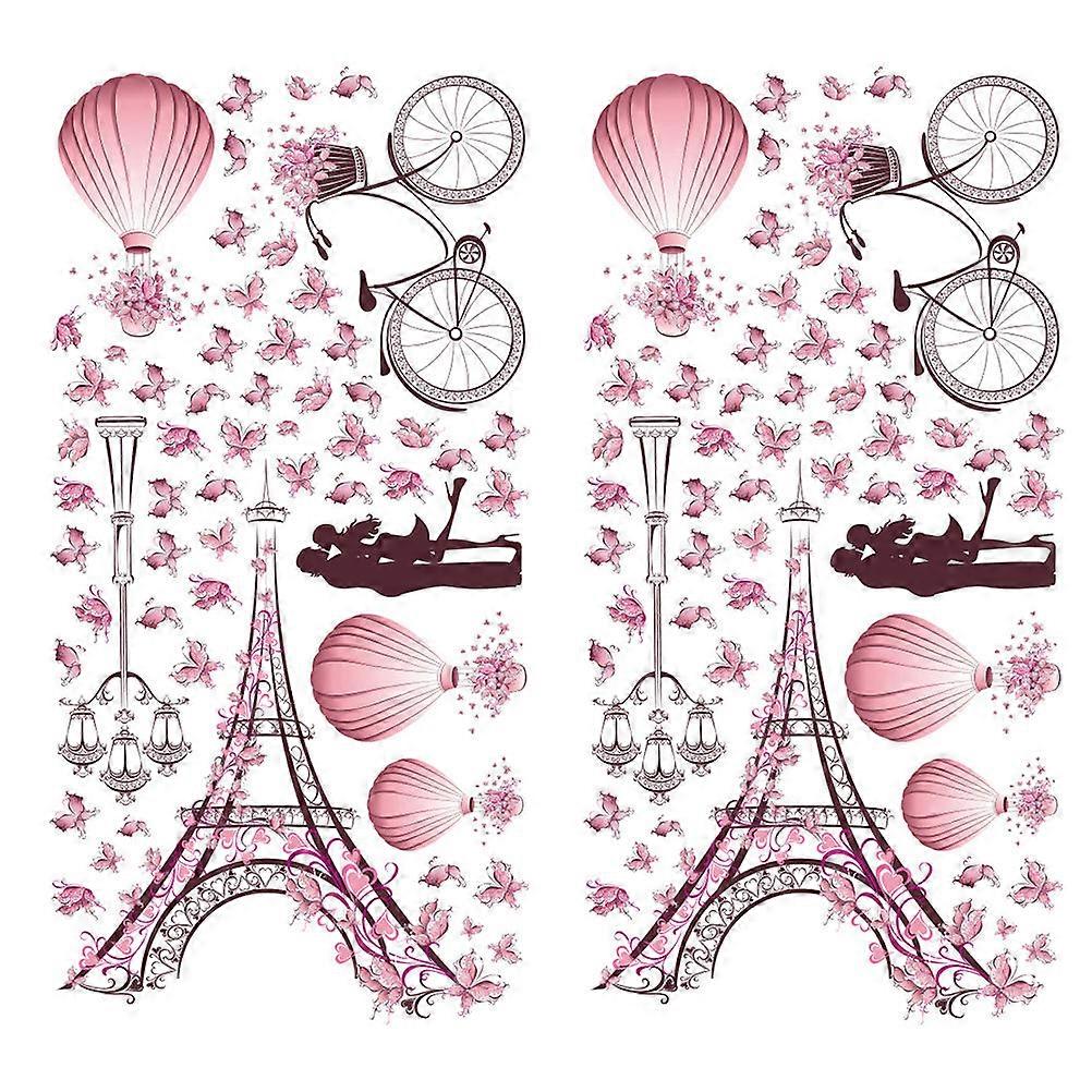 Valentine Eiffel Tower Wall Sticker for Decor Use 2 Sheets Assorted Color PVC