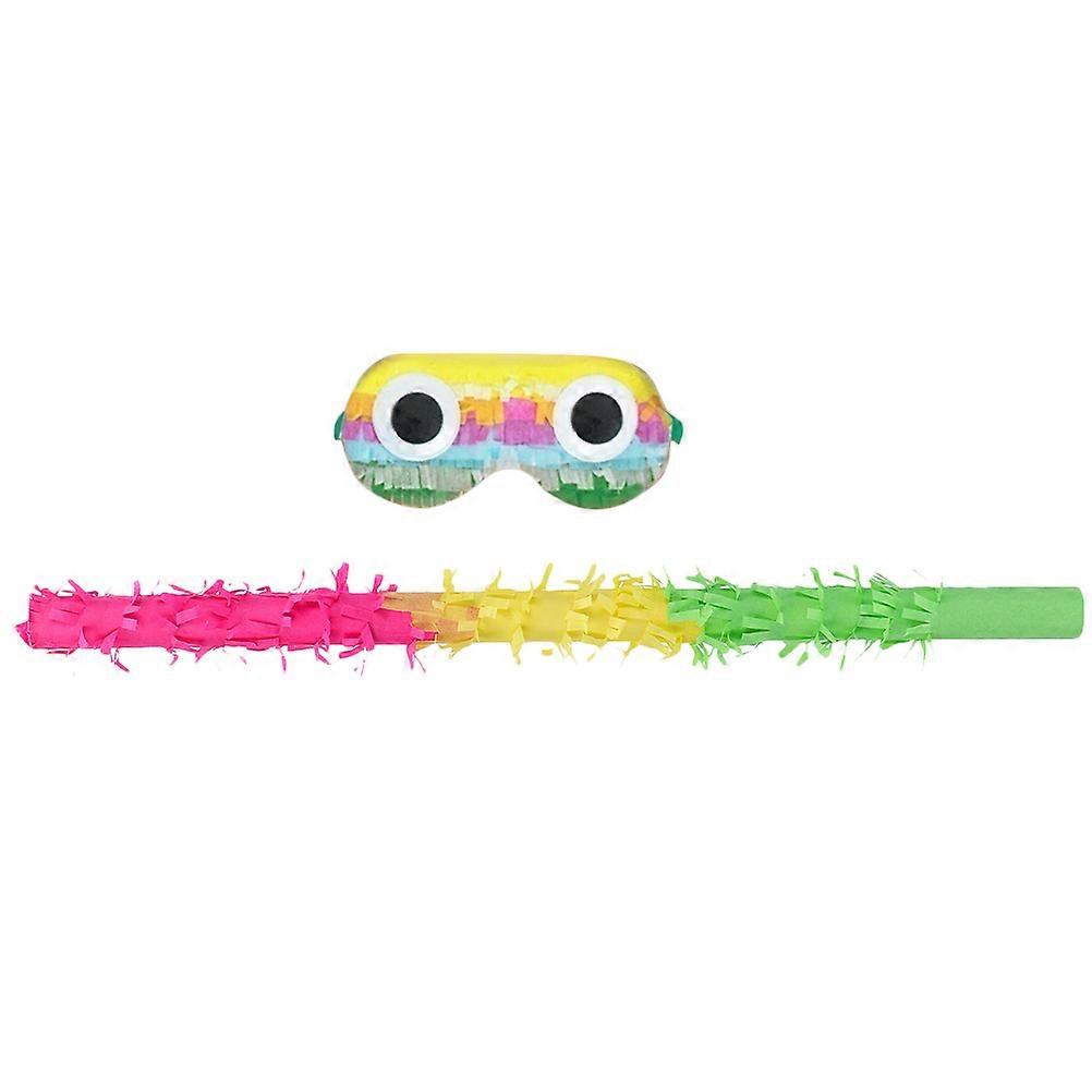 Assorted Color Pinata Stick and Blindfold Kit for Birthday Party 3Sets