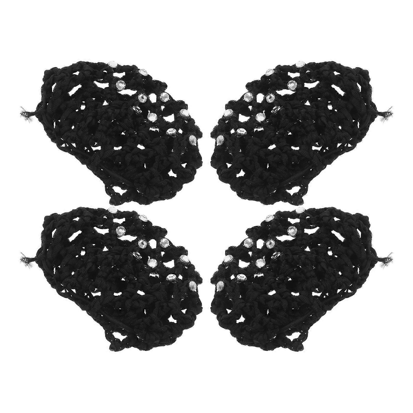 Hair Bun Net for Ballet Dance with Acrylic Rhinestones 8Pcs Elegant Covers