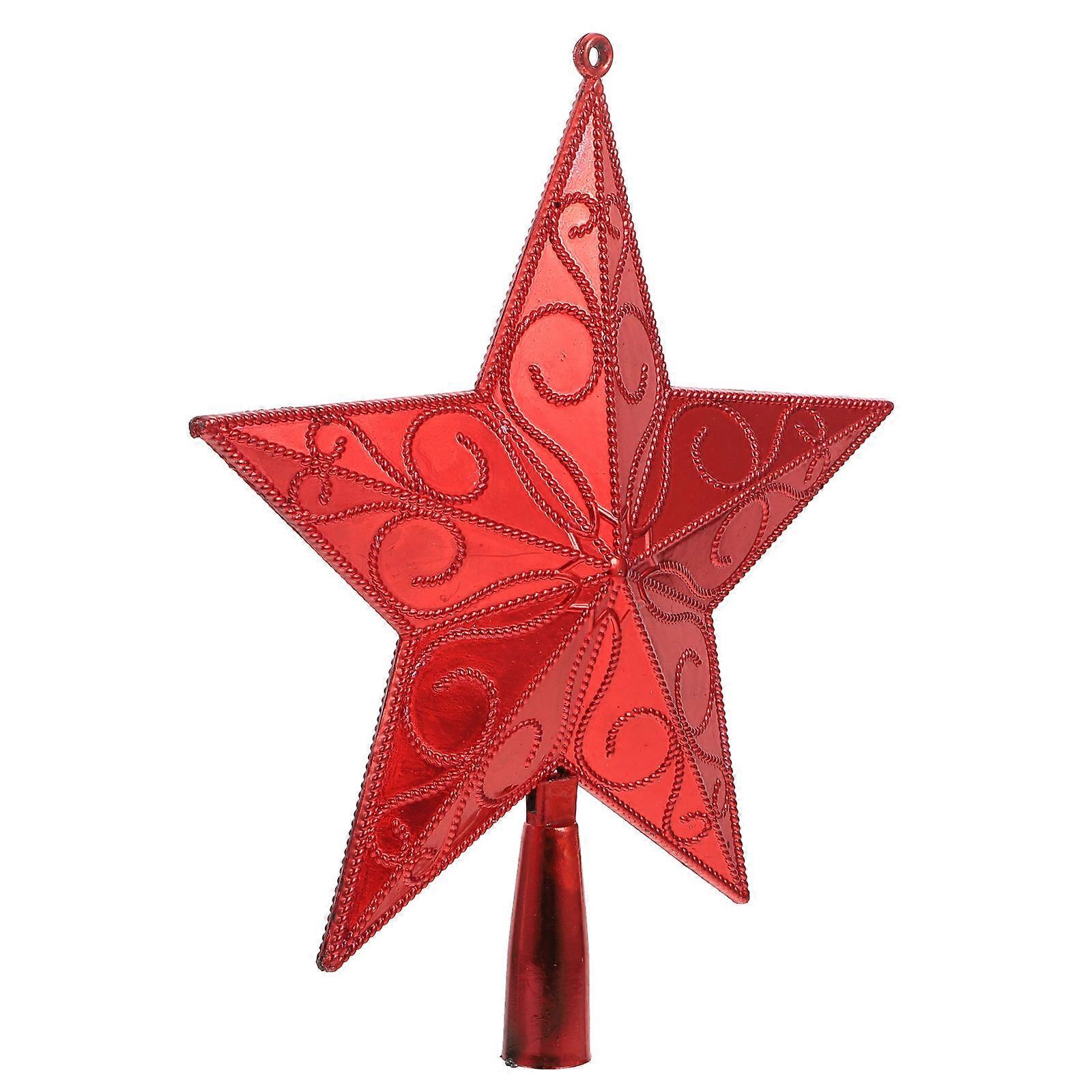 Christmas Tree Star for Decoration 1Pcs Red Xmas Pentagram Tree Topper