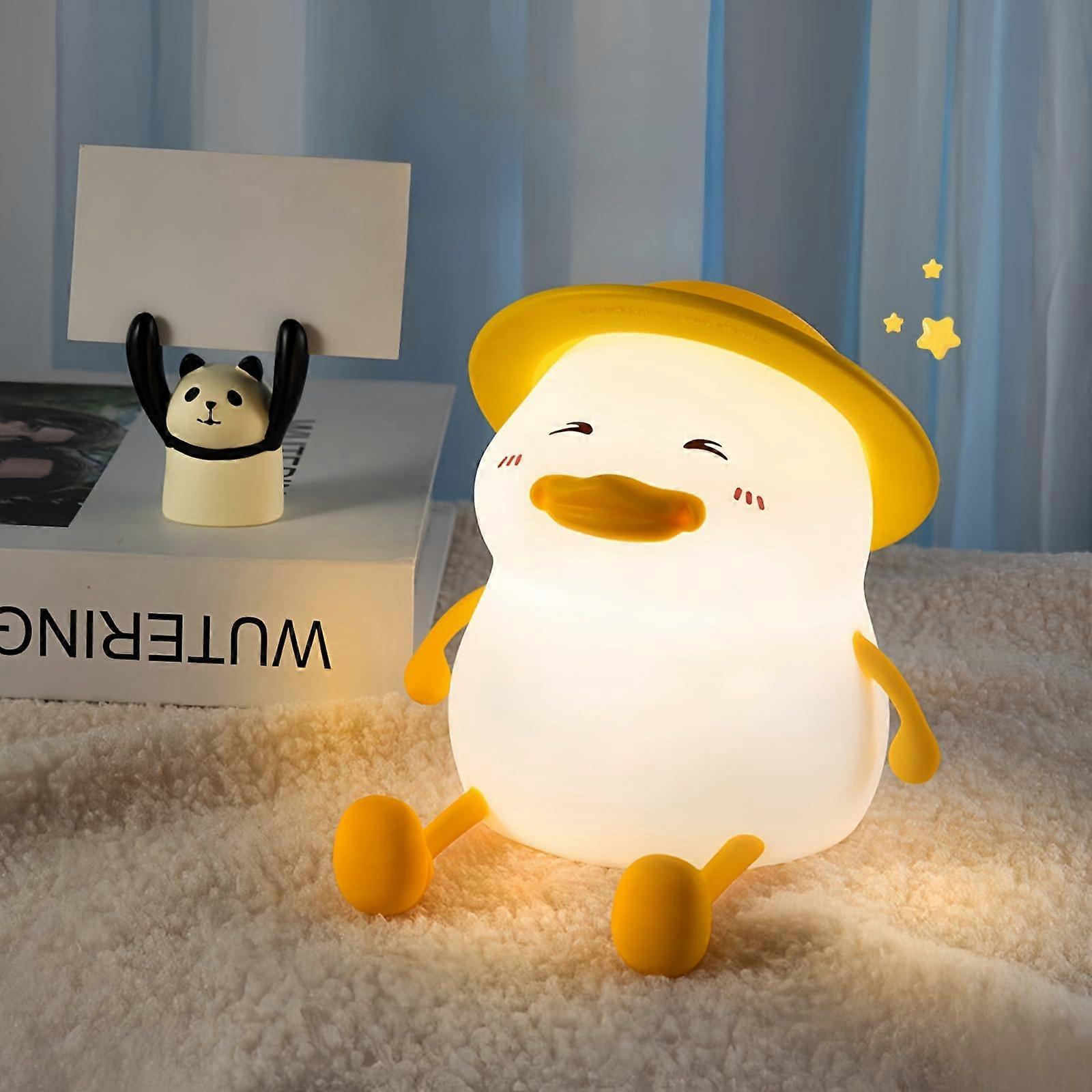 Duck Lamp Rechargeable Dimmable Silicone Night Light, Flat-Lying Duck, Model 01