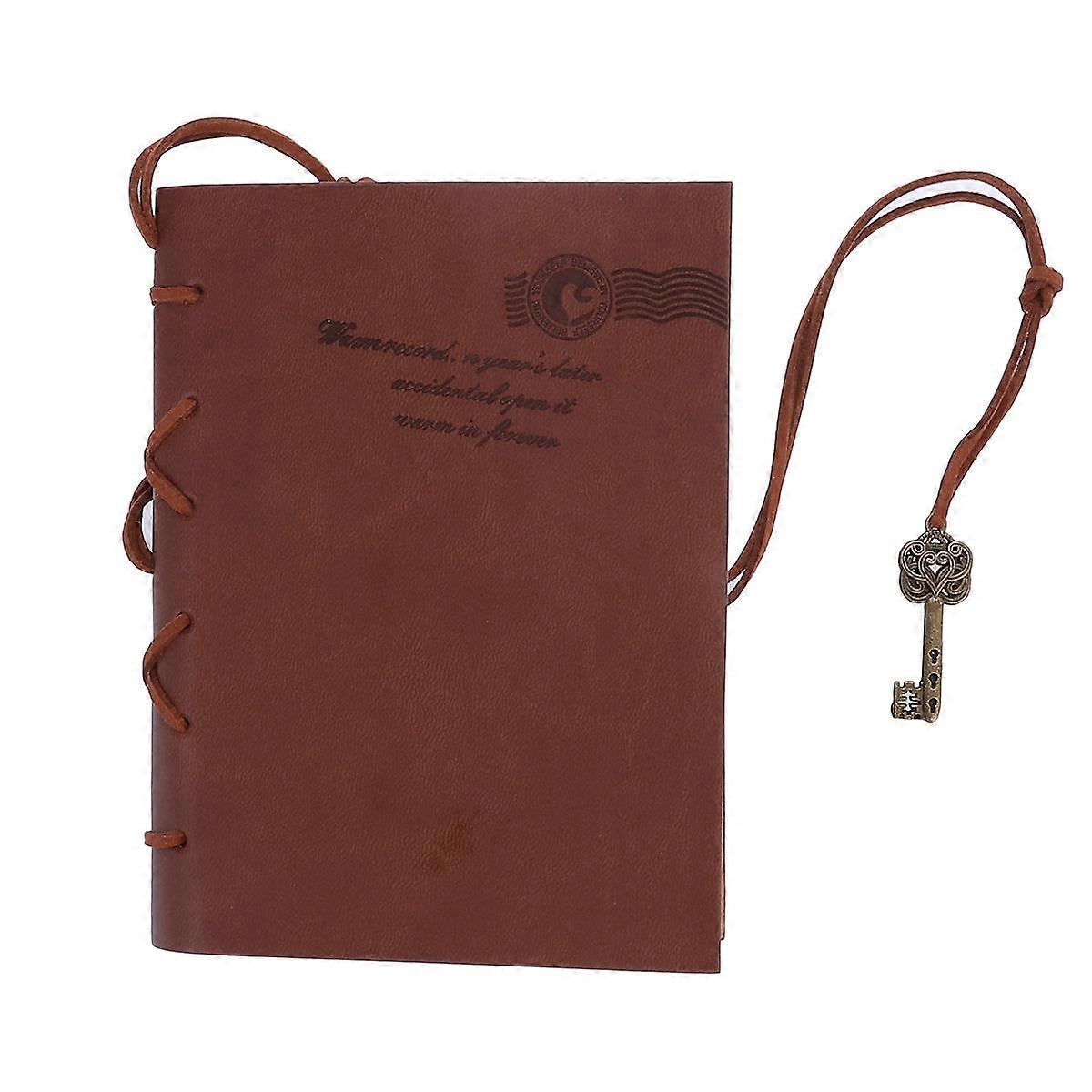 String Bound Notebook for Writing 3Pcs Vintage PU Cover Coffee Color