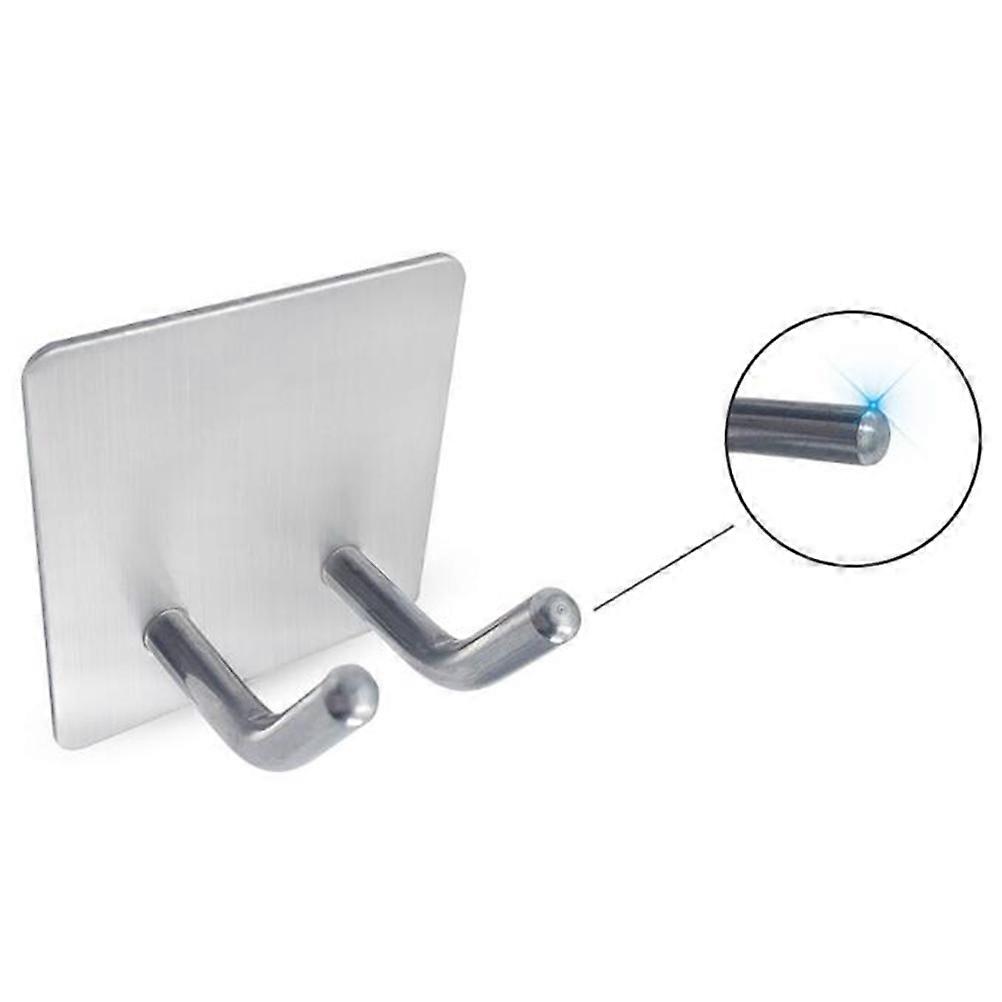 Adhesive Hooks 2 Pcs Rectangular Wall Hooks Designed For Bathroom And Kitchen With Modern Style And Durable Rust Resistance