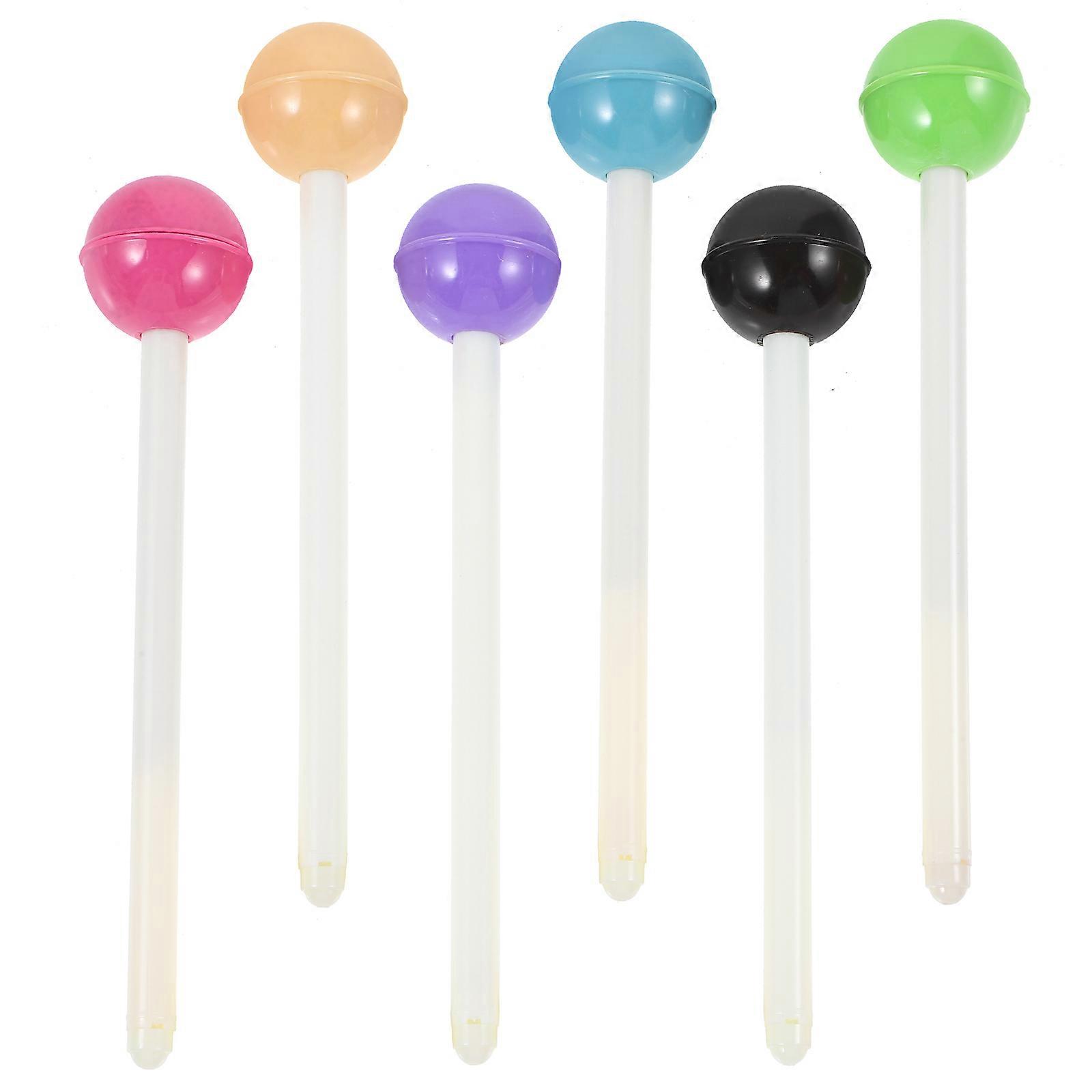 6Pcs Adorable Gel Ink Pens Lollipop Shape for Daily Use with Assorted Color Pp Material