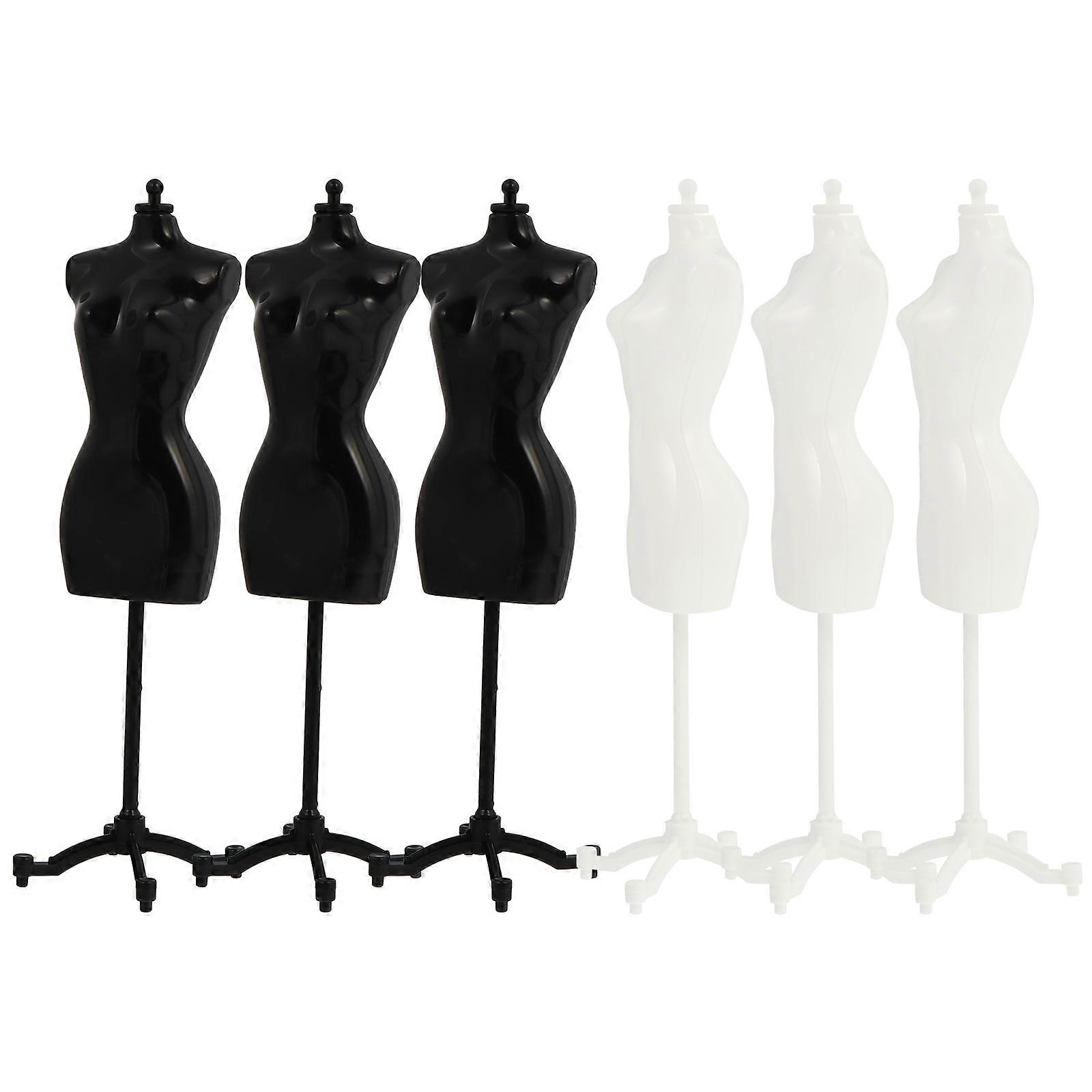 Mini Mannequin Model Doll Dress Support for Display 6Pcs Plastic Stand