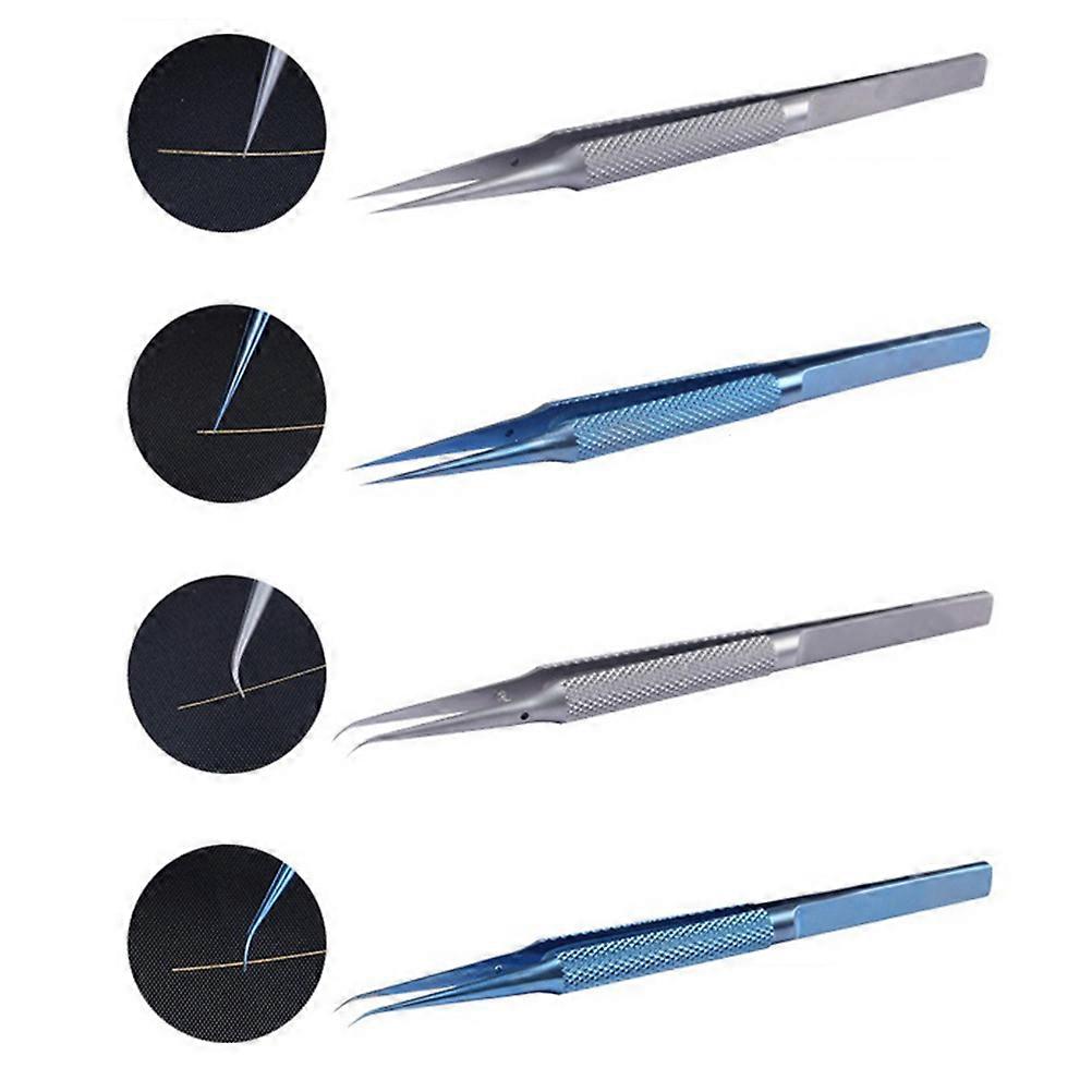 Industrial Titanium Alloy Tweezers for Repair Use 0.15mm Straight Tip Blue