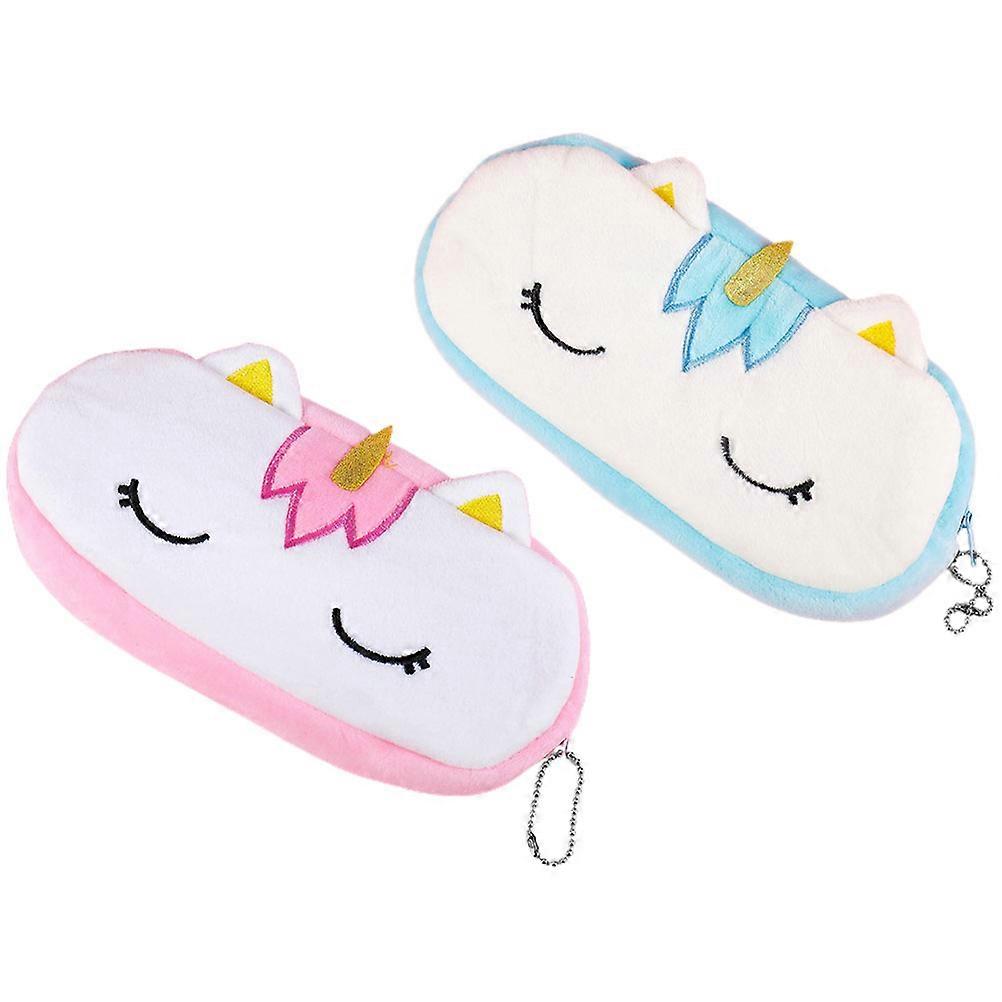 Zipper Pencil Case Fluffy Pencil Pouch for School Use 4Pcs Assorted Color