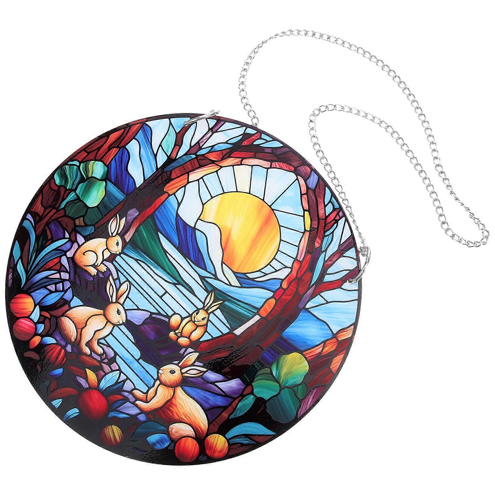 Rabbit Ornaments Egg Shape Pendant Home Decor Acrylic Material Design Easter Celebration 1Set