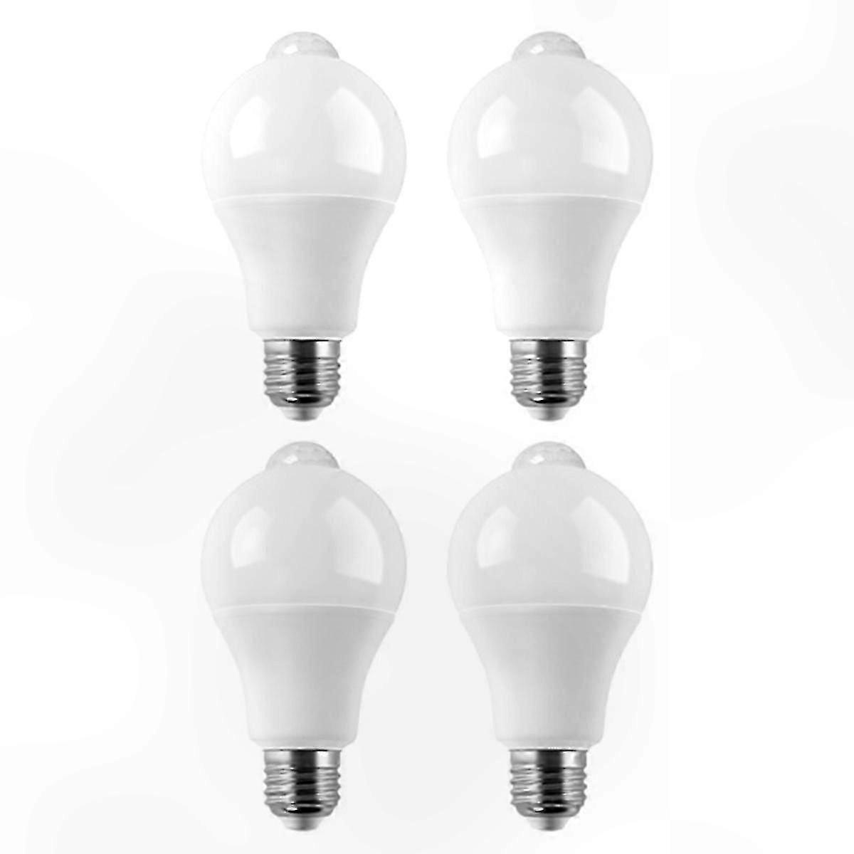 4-Pack E27 9W Motion Sensor LED Bulbs with PIR Security Feature