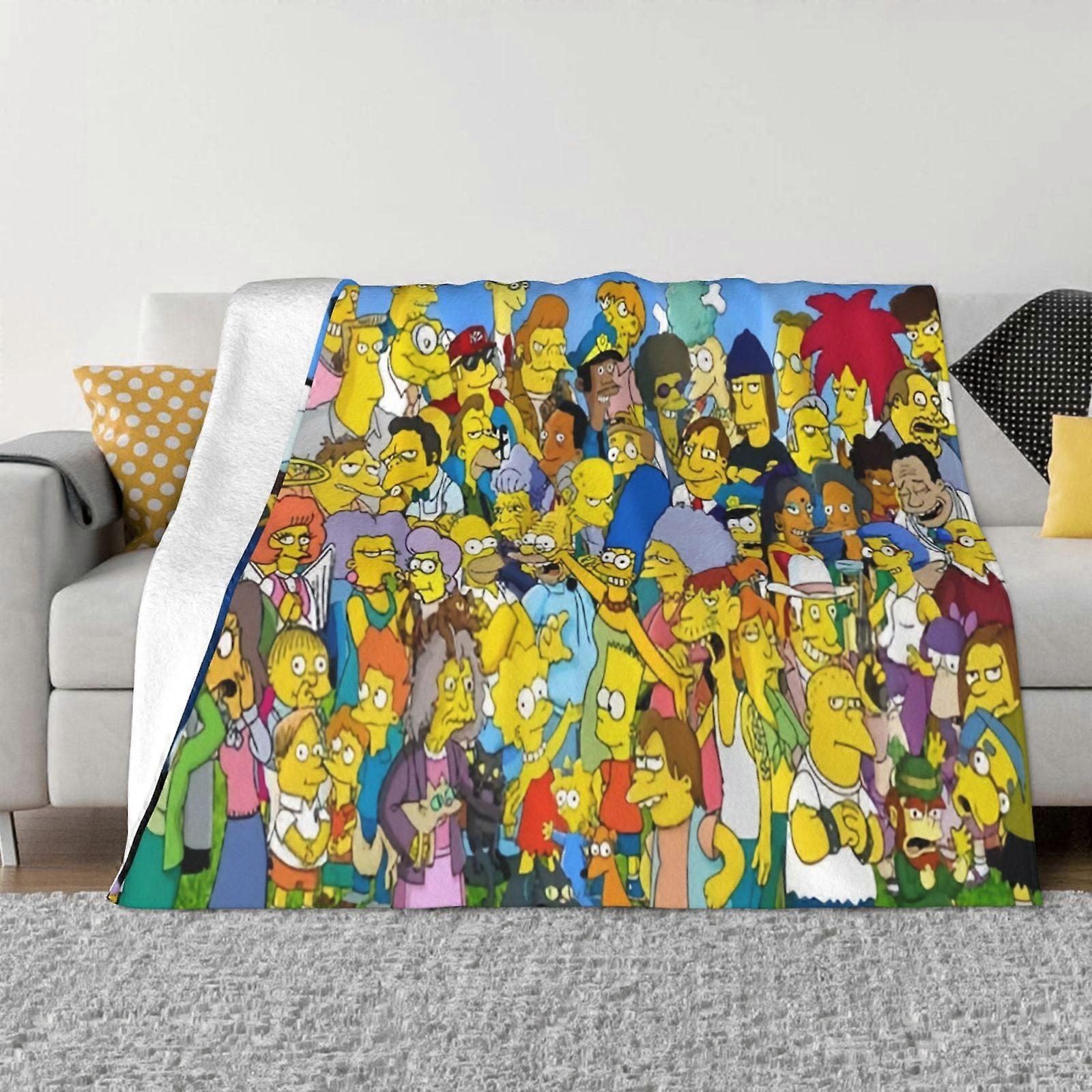The Simpsons Fleece Blanket Super Soft Cozy Throw Blanket, Lightweight Fuzzy Comfy Flannel Blanket Warm Plush Throw Blankets For Couch, Sofa, Bed