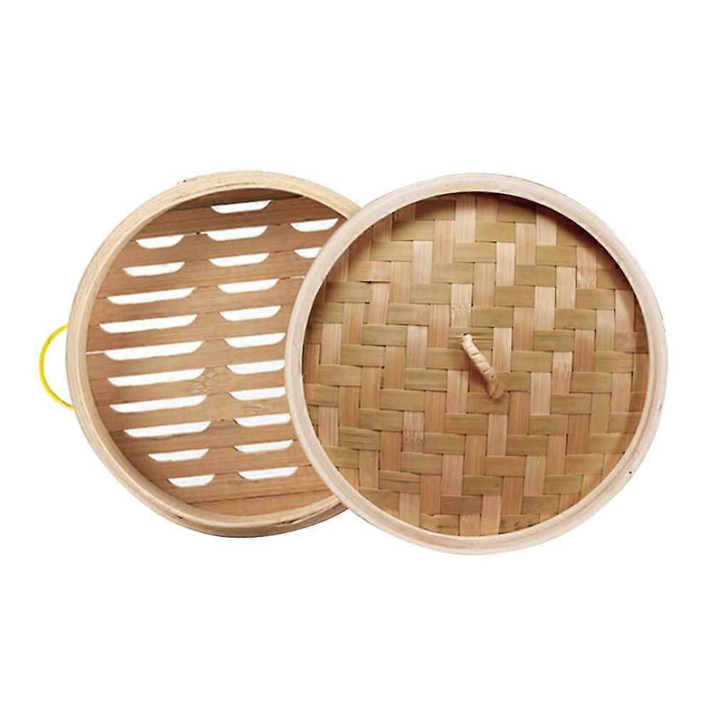 Food Steamer Basket Bamboo Steamer Round Steamed Buns Set 2Pcs for Home