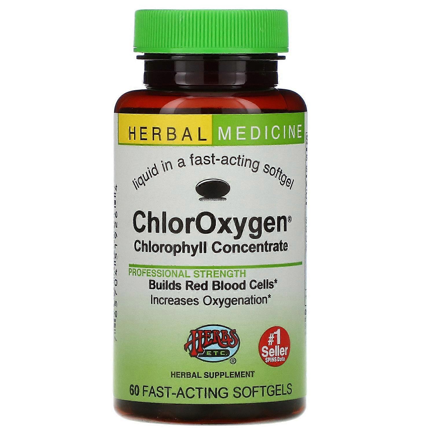 Herbs Etc., ChlorOxygen, Chlorophyll Concentrate, 60 Fast-Acting Softgels